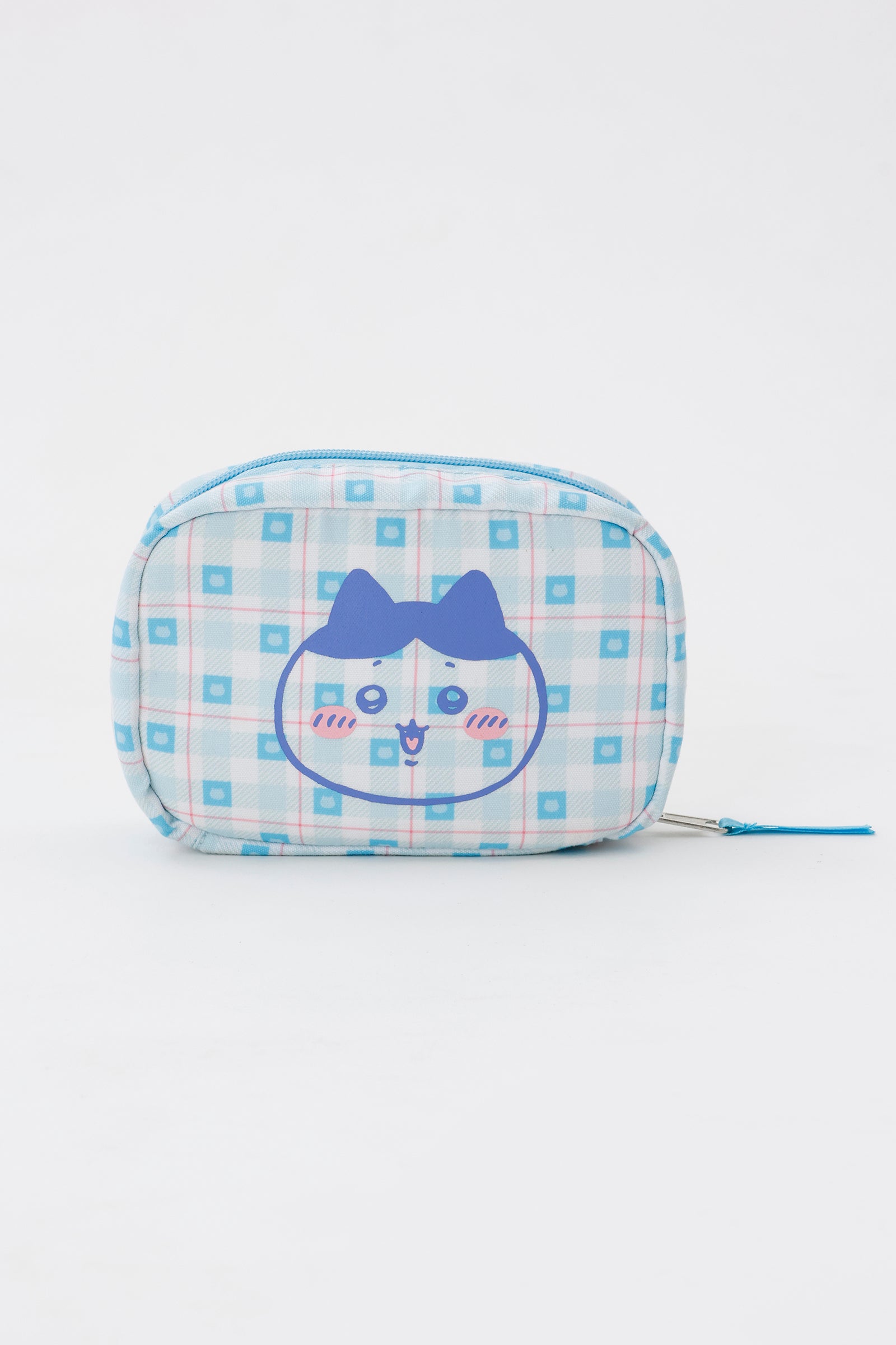 ちいかわ チェックシリーズ ポーチ ハチワレ ブルー
