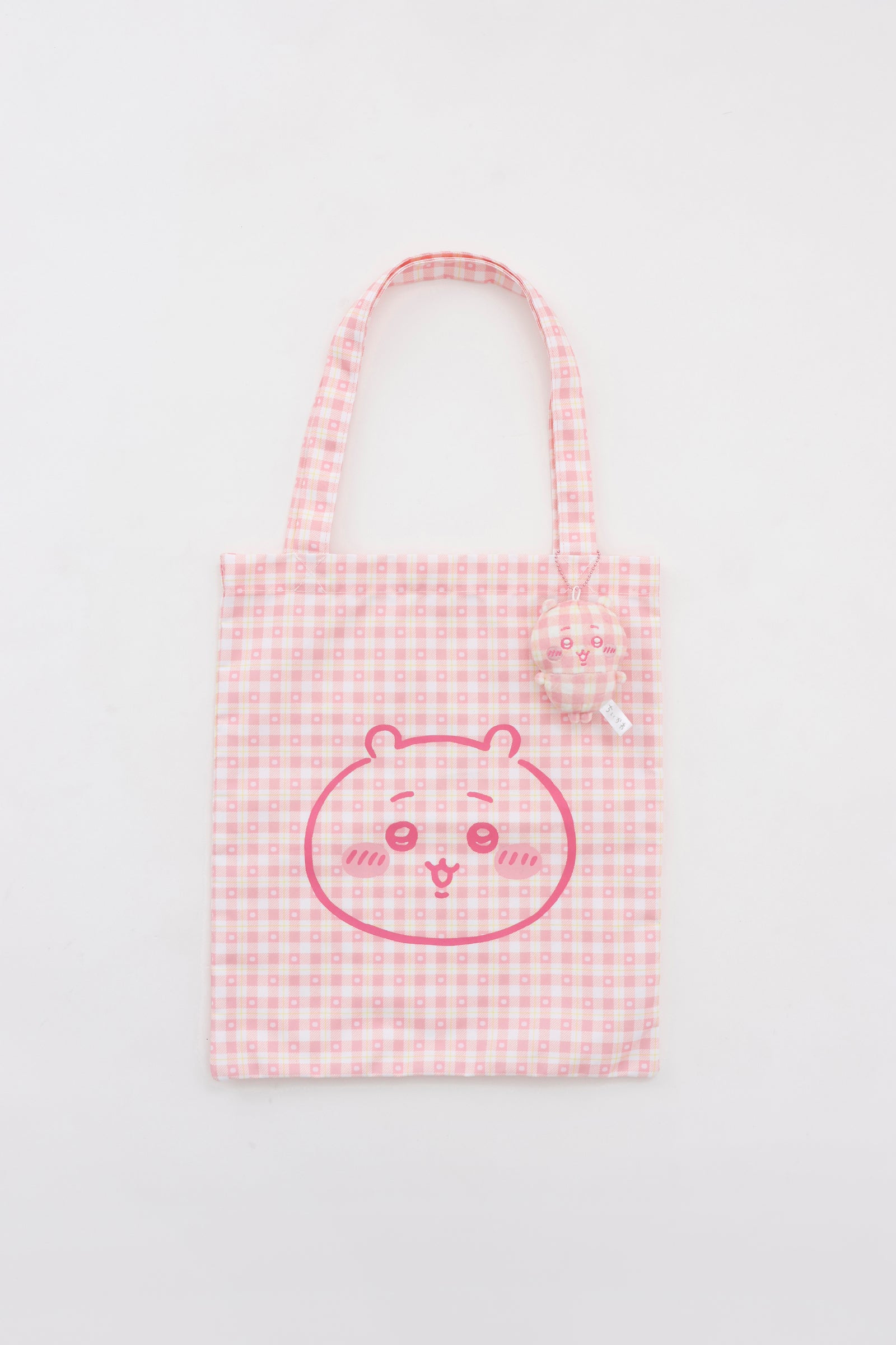 ちいかわ チェックシリーズ トートバッグ(チャーム付き) ちいかわ ピンク