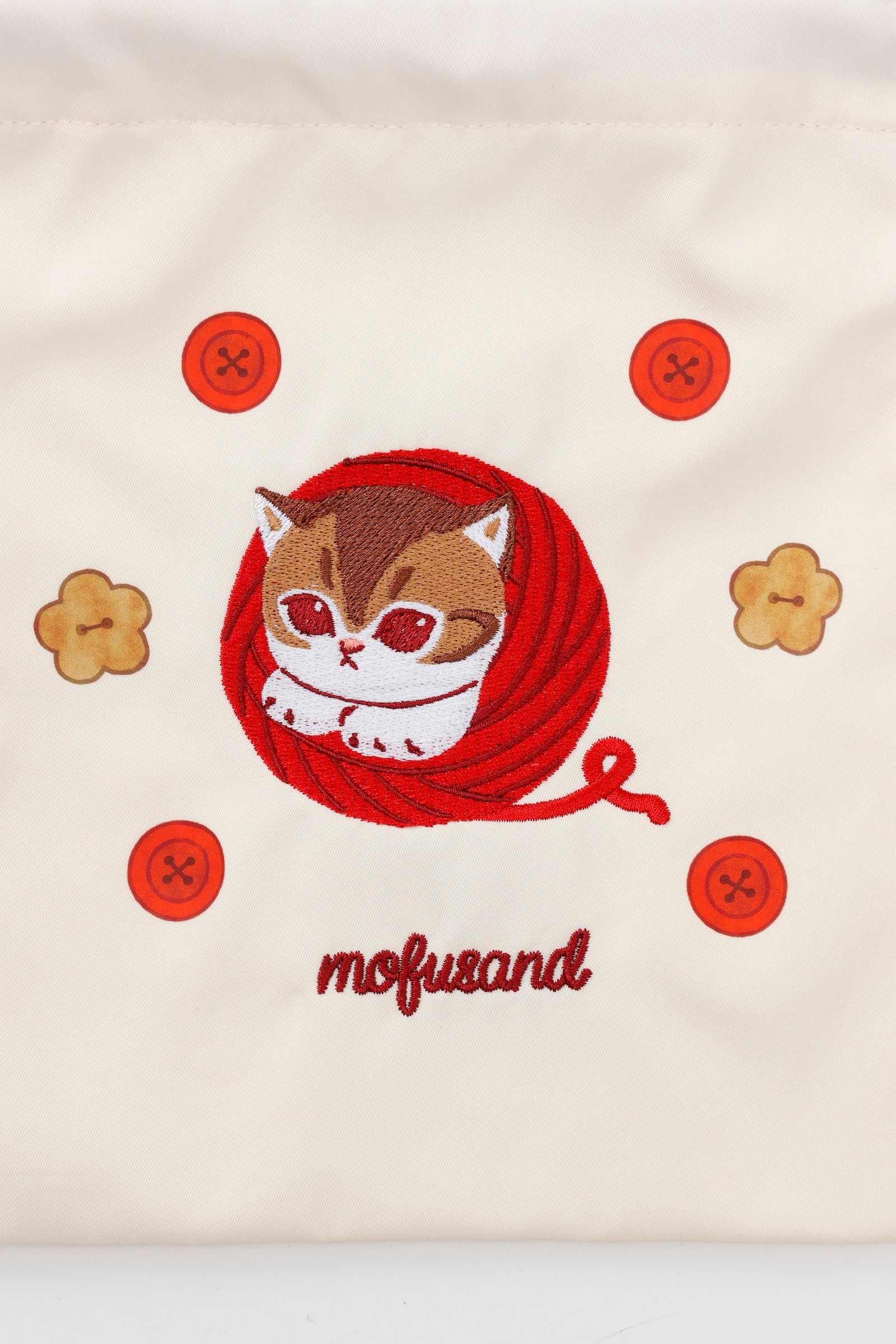 mofusand 巾着 毛糸玉 すっぽりにゃん ナチュラル