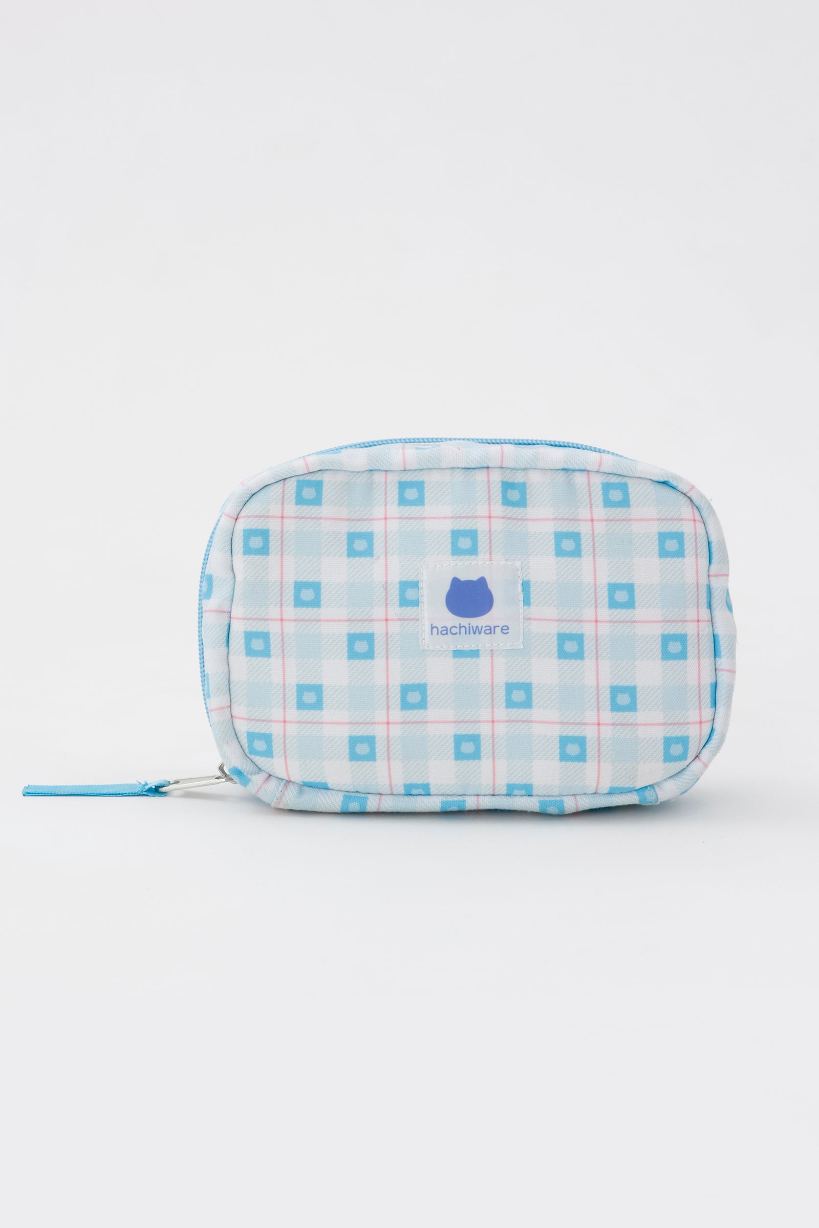 ちいかわ チェックシリーズ ポーチ ハチワレ ブルー