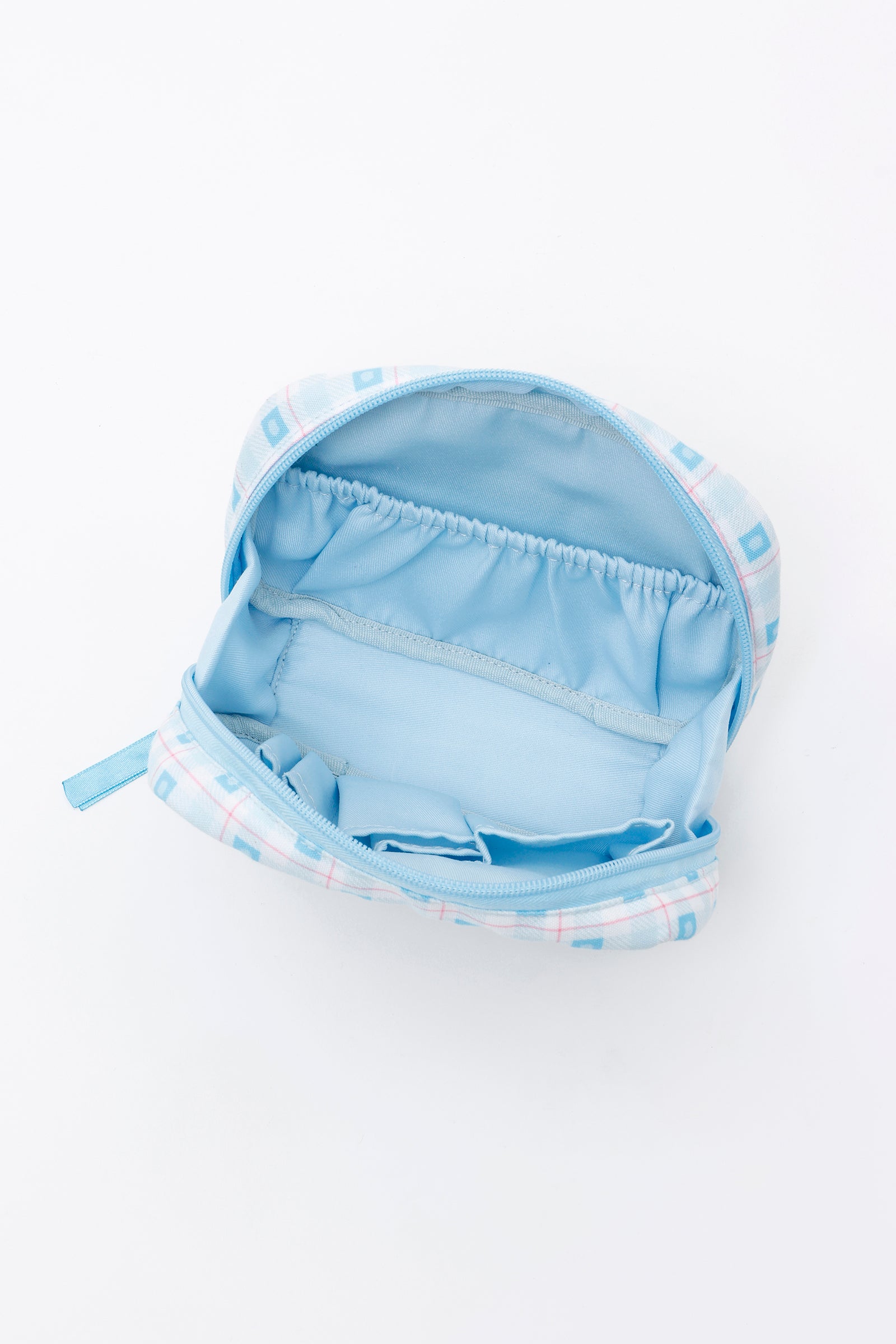 ちいかわ チェックシリーズ ポーチ ハチワレ ブルー