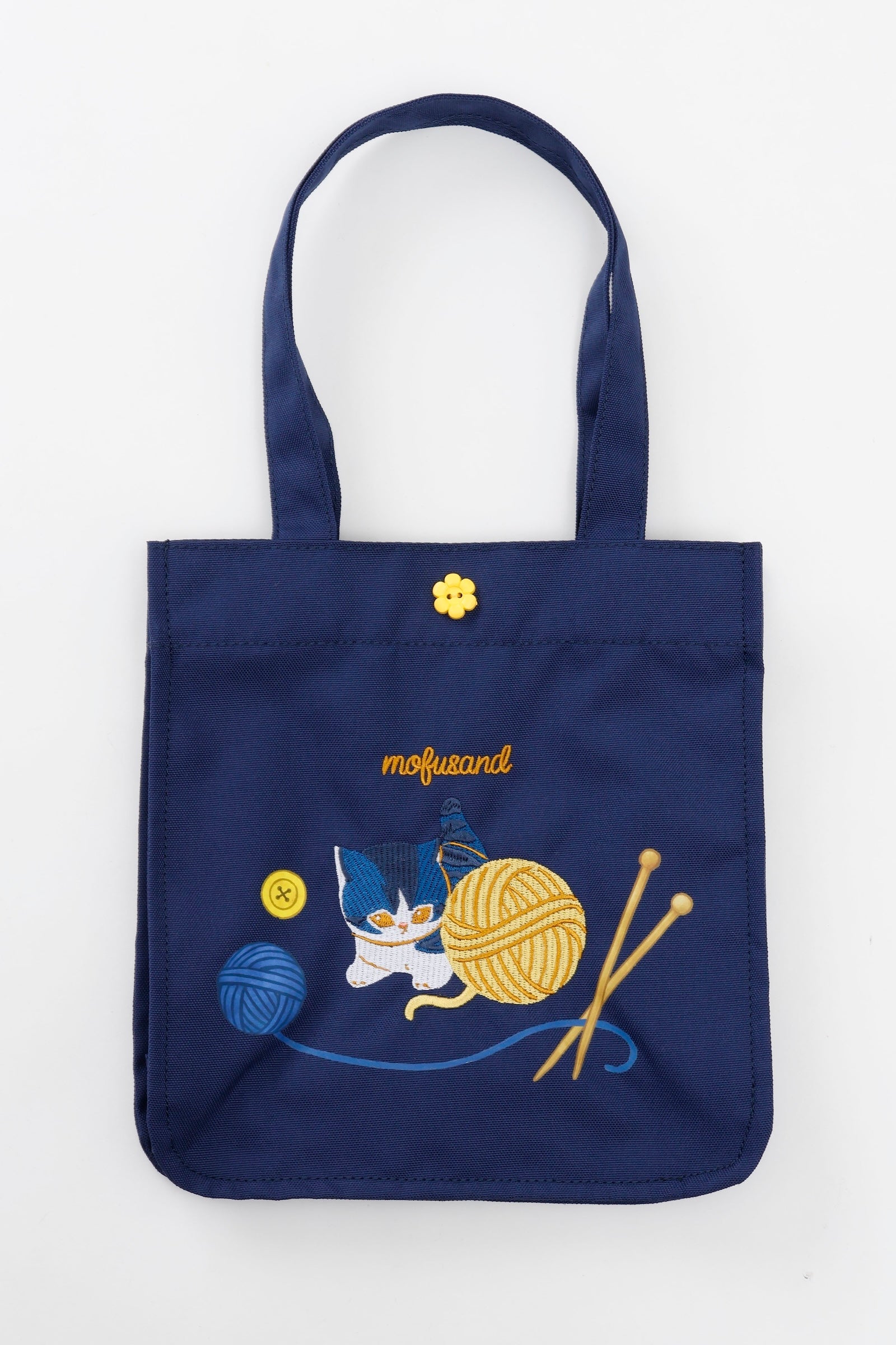 mofusand ランチトートバッグ 毛糸玉 じゃれにゃん ネイビー