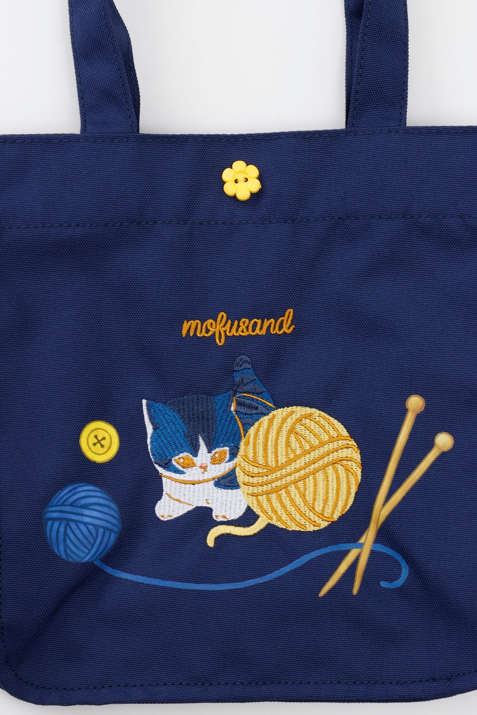 mofusand ランチトートバッグ 毛糸玉 じゃれにゃん ネイビー