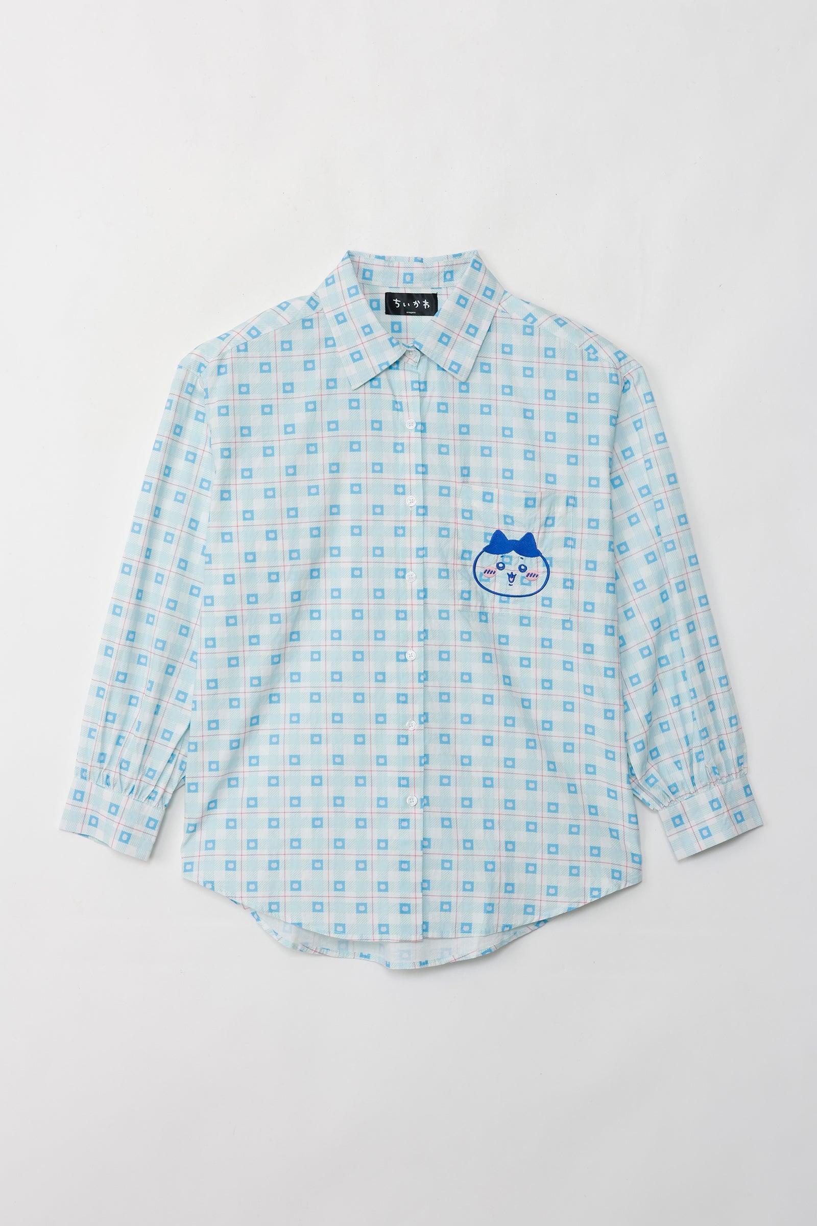 ちいかわ チェックシリーズ シャツ ハチワレ ブルー