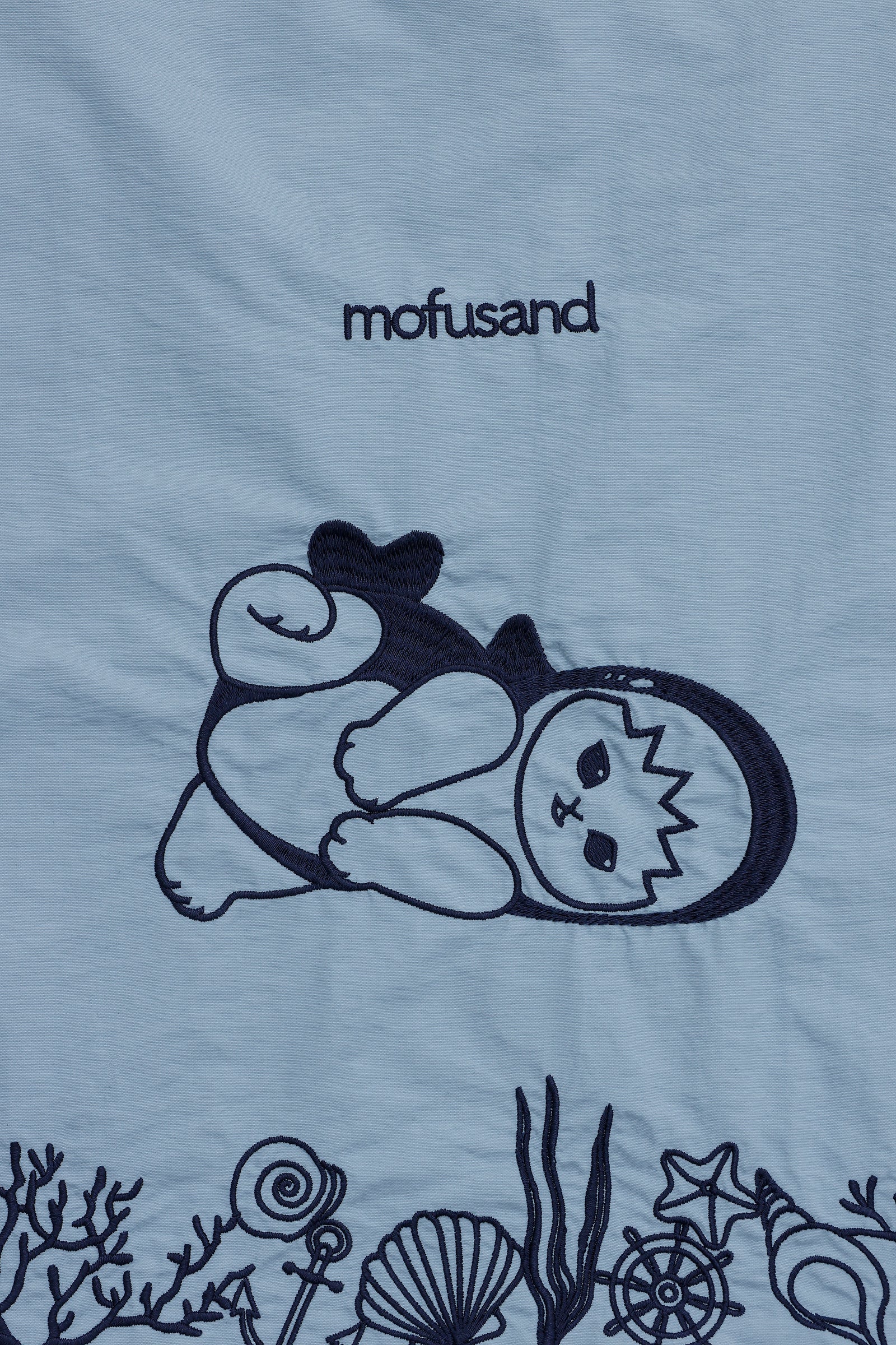 mofusand 刺繍トートバッグ サメにゃん ブルー