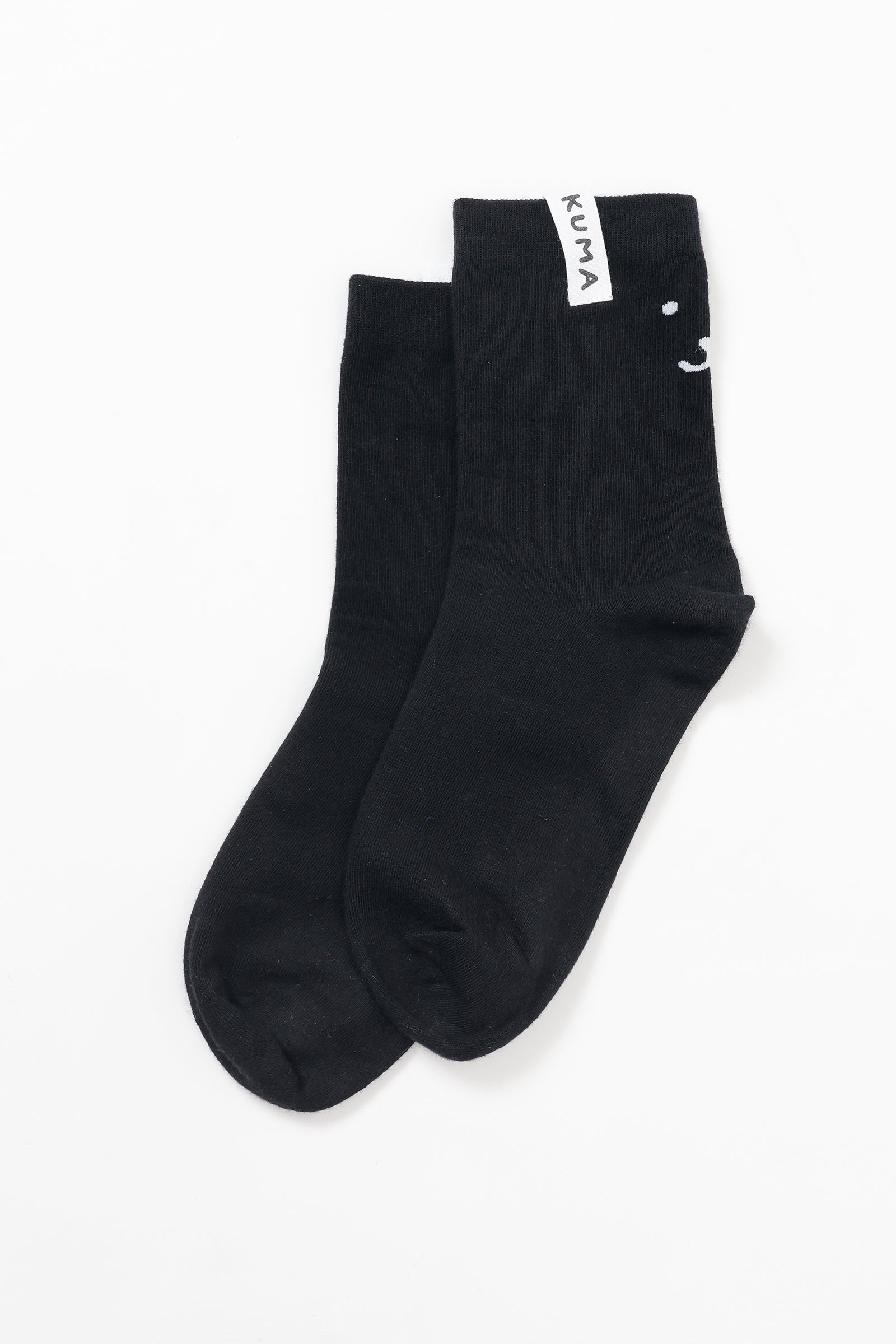 ナガノキャラクターズ クルーソックス モノクロなくま ブラック 22-24cm