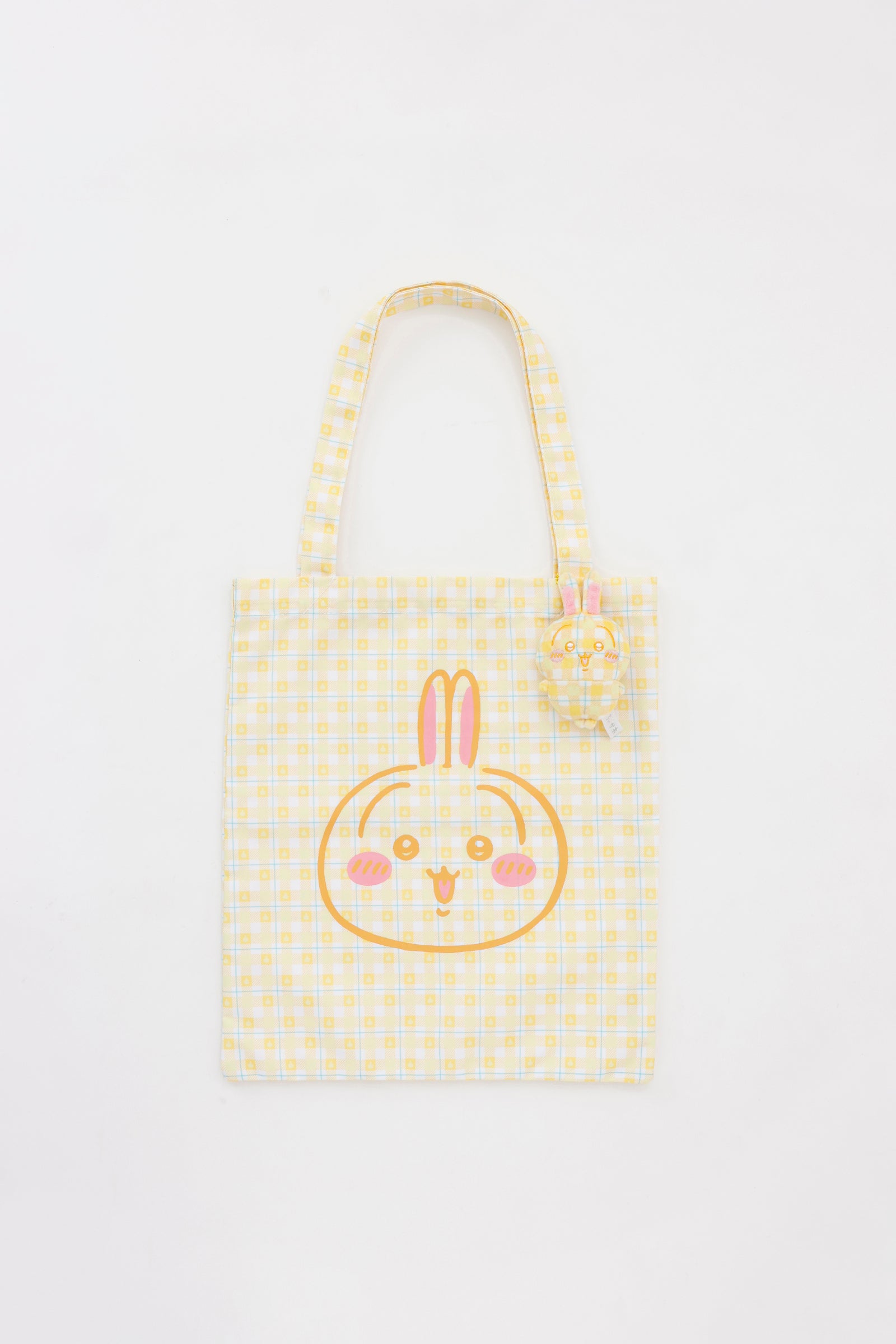 ちいかわ チェックシリーズ トートバッグ(チャーム付き) うさぎ イエロー