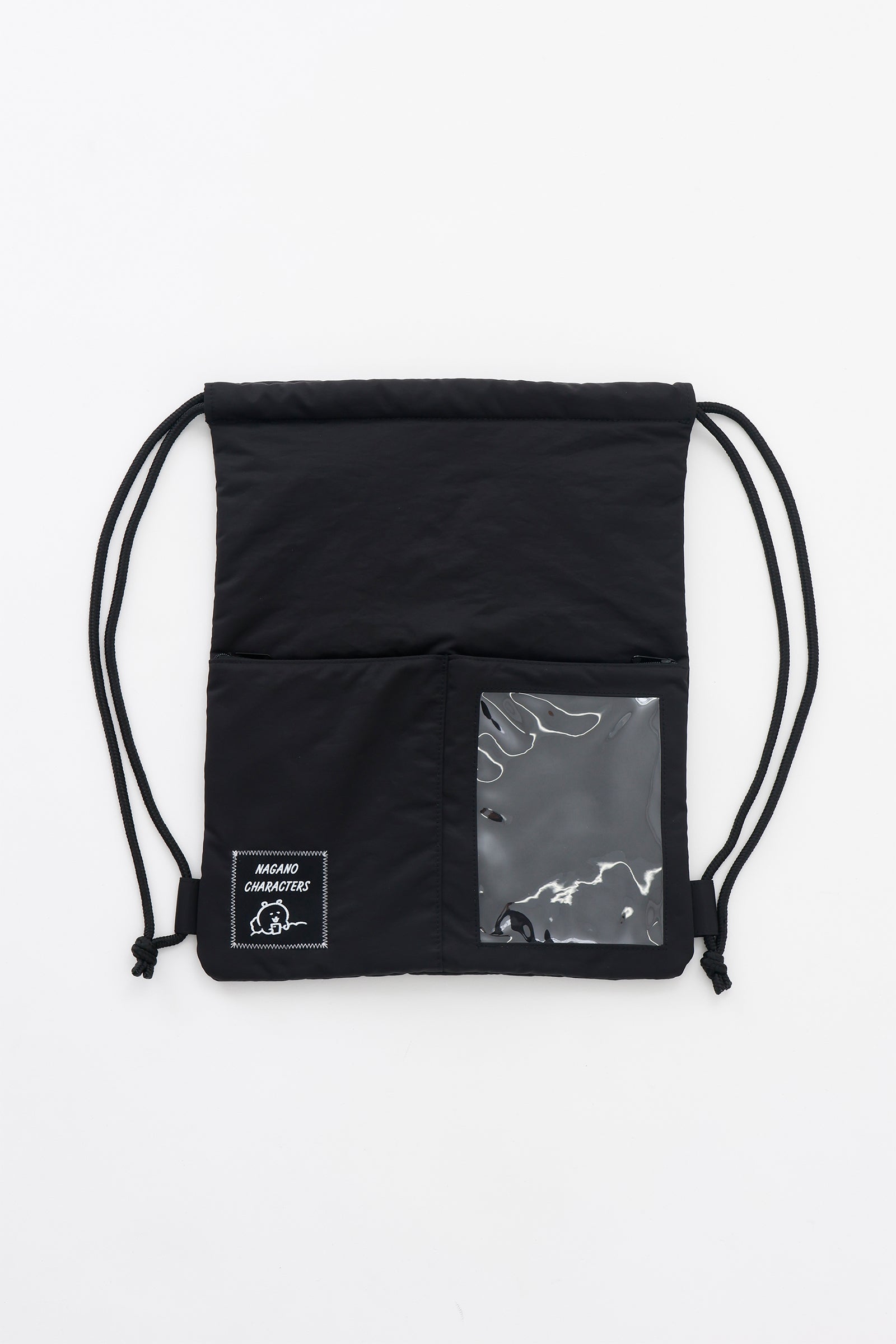 ナガノキャラクターズ ナップサック モノクロなくま ブラック ONE