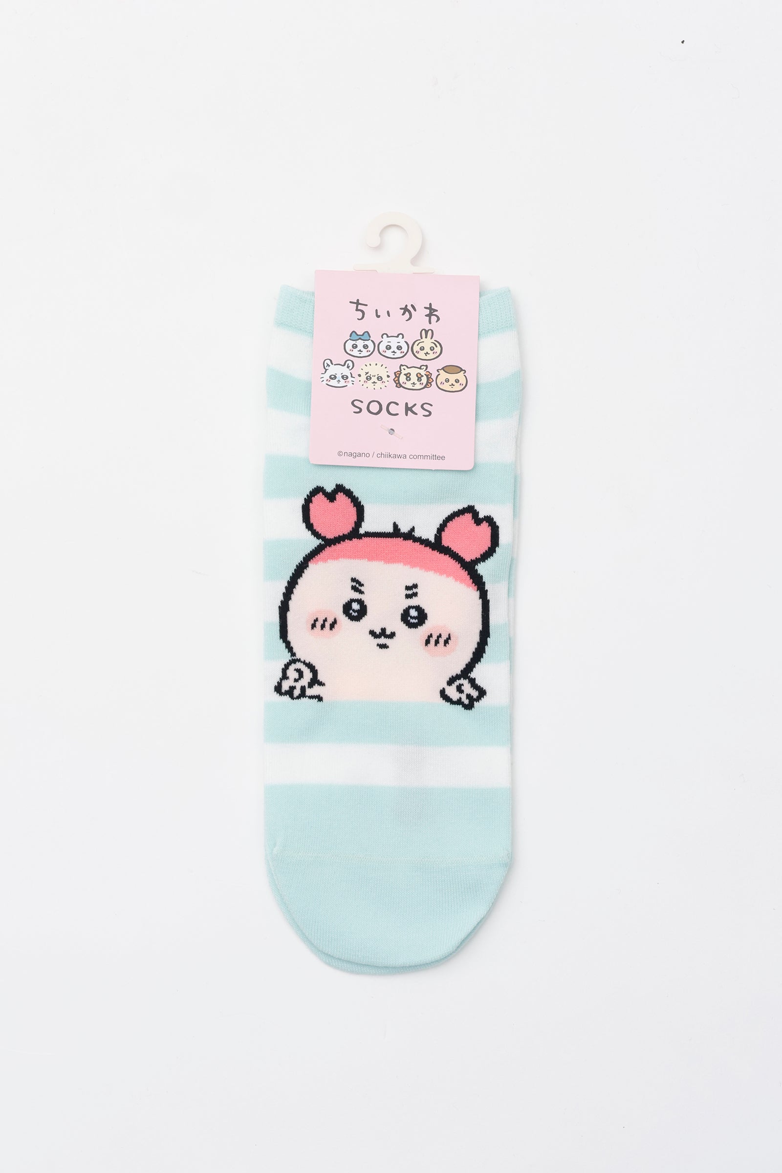 ちいかわ クルーソックス 古本屋ピース サックスボーダー 23~25cm