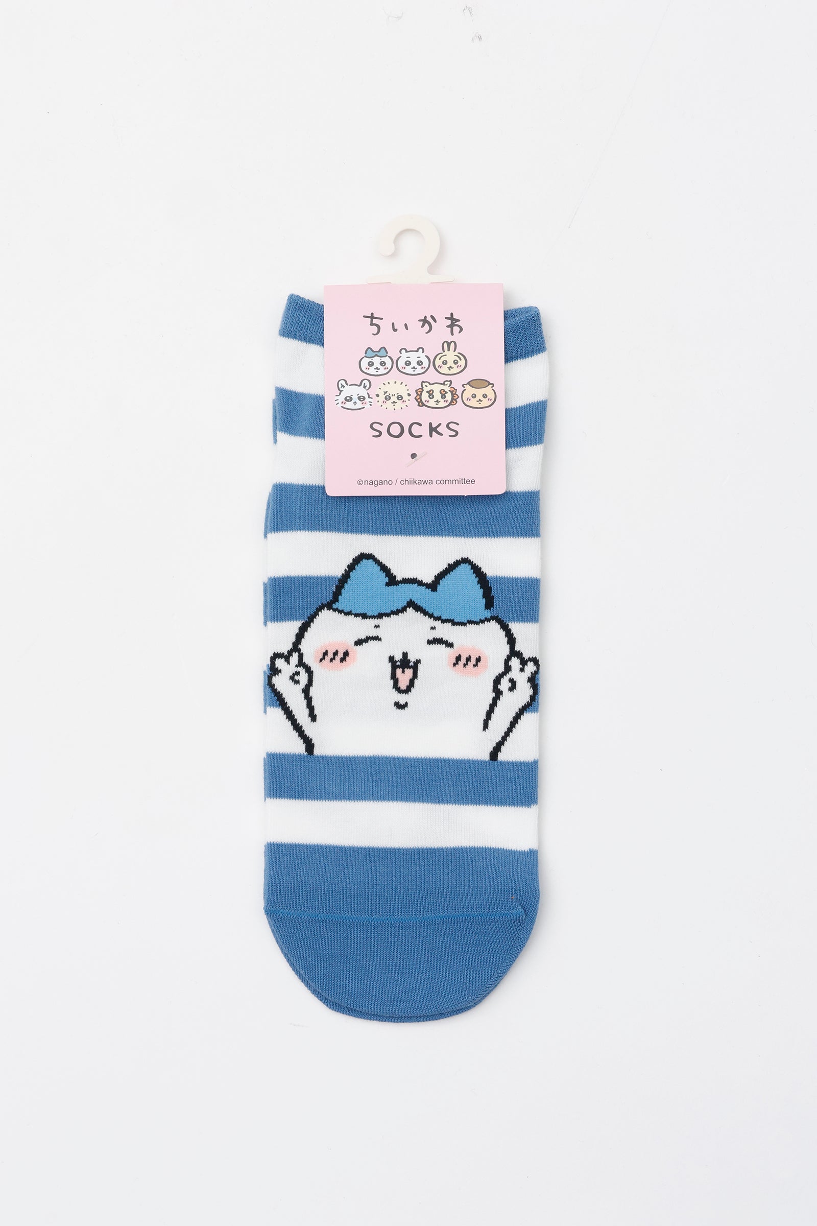 ちいかわ クルーソックス ハチワレピース ブルーボーダー 23~25cm