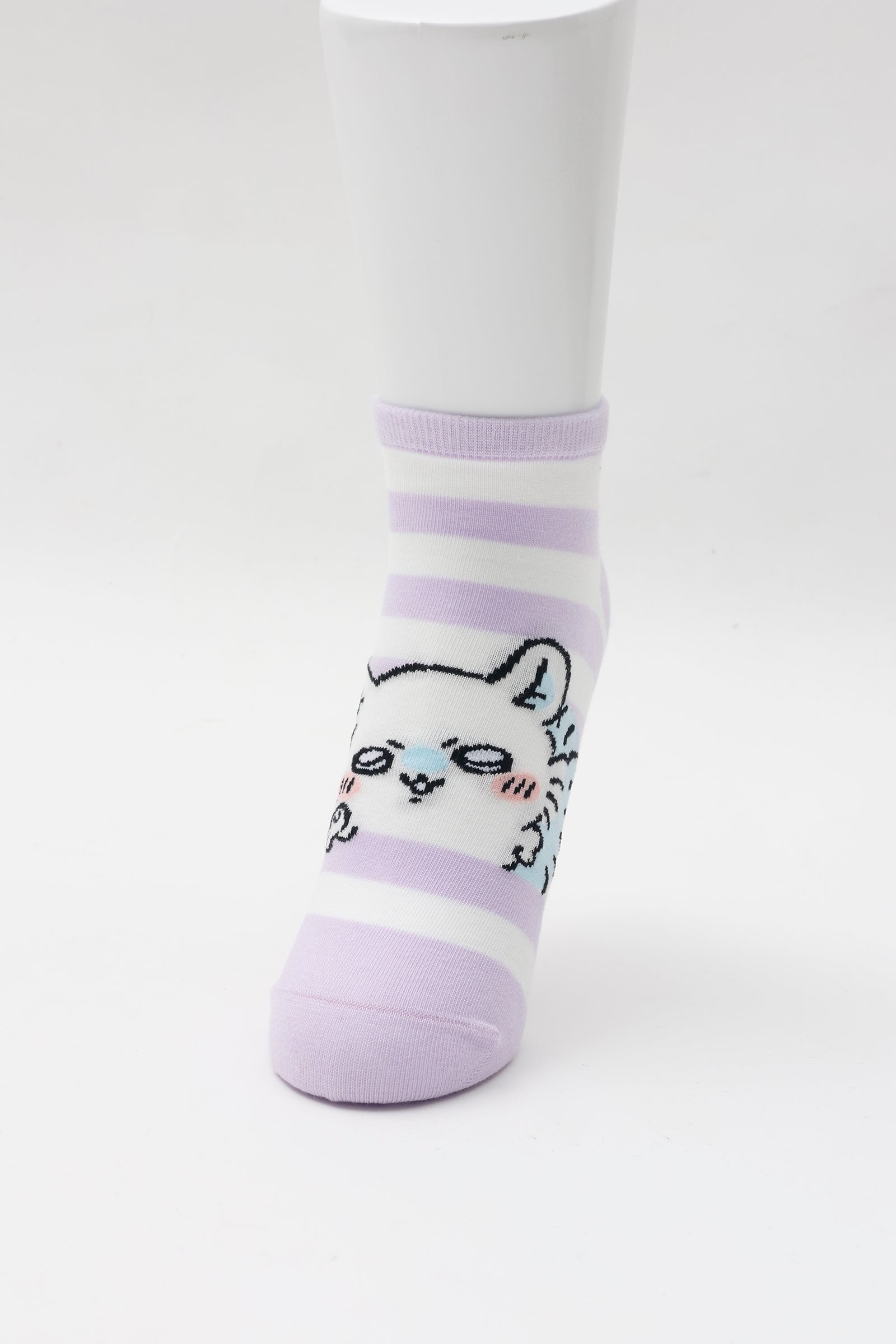 ちいかわ クルーソックス モモンガピース パープルボーダー 23~25cm
