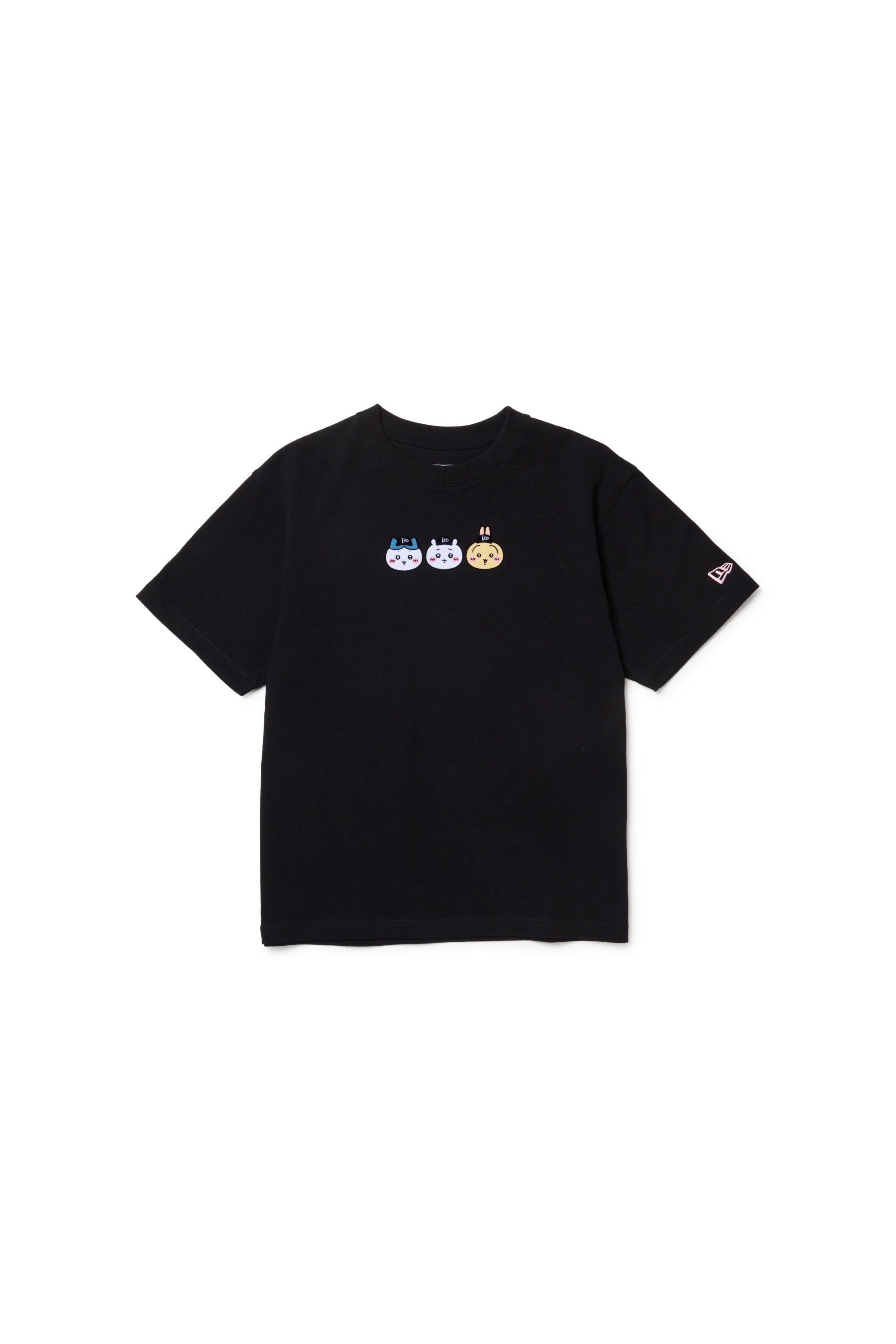 キッズ Youth 半袖 コットン Tシャツ ちいかわ / ちいかわ・ハチワレ・うさぎ ブラック