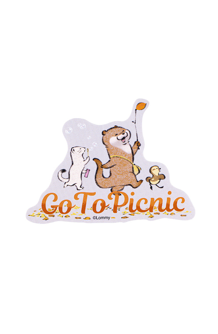 可愛い嘘のカワウソ スマホに貼れるサイズのステッカー(ピクニック)