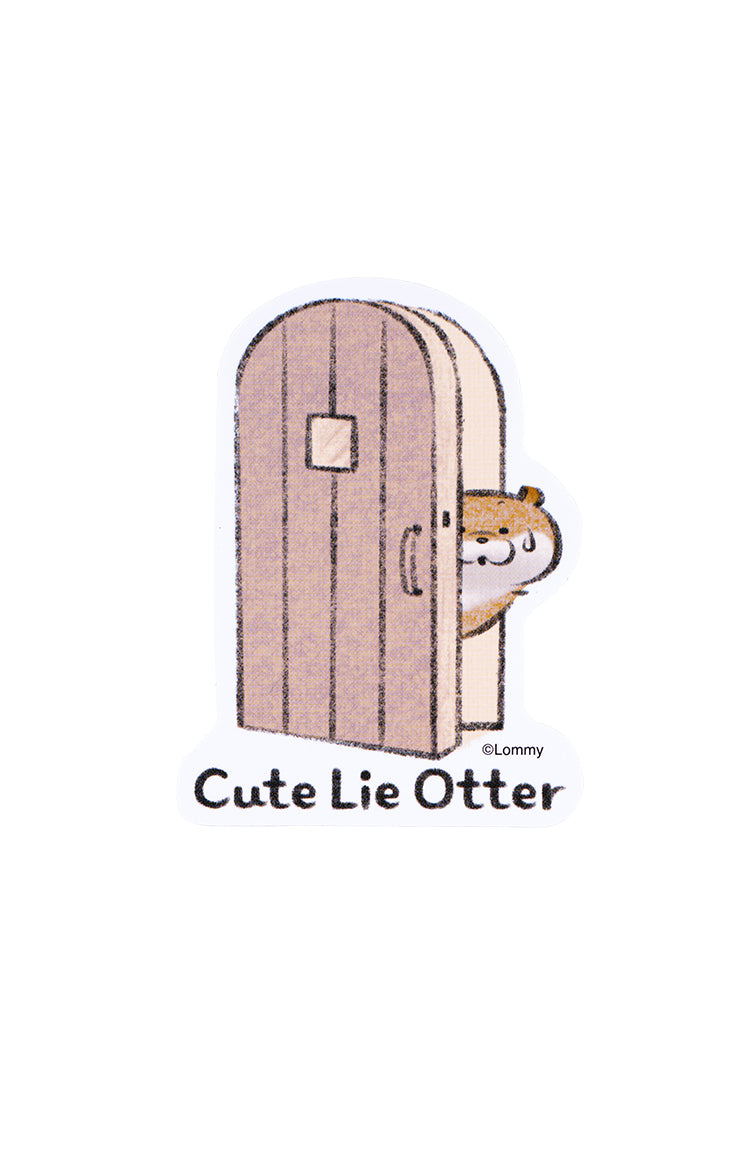 可愛い嘘のカワウソスマホに貼れるサイズのステッカー(ドア)