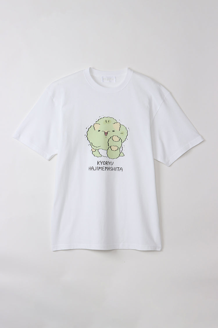 恐竜はじめました Tシャツ ふるえるバブ ホワイト