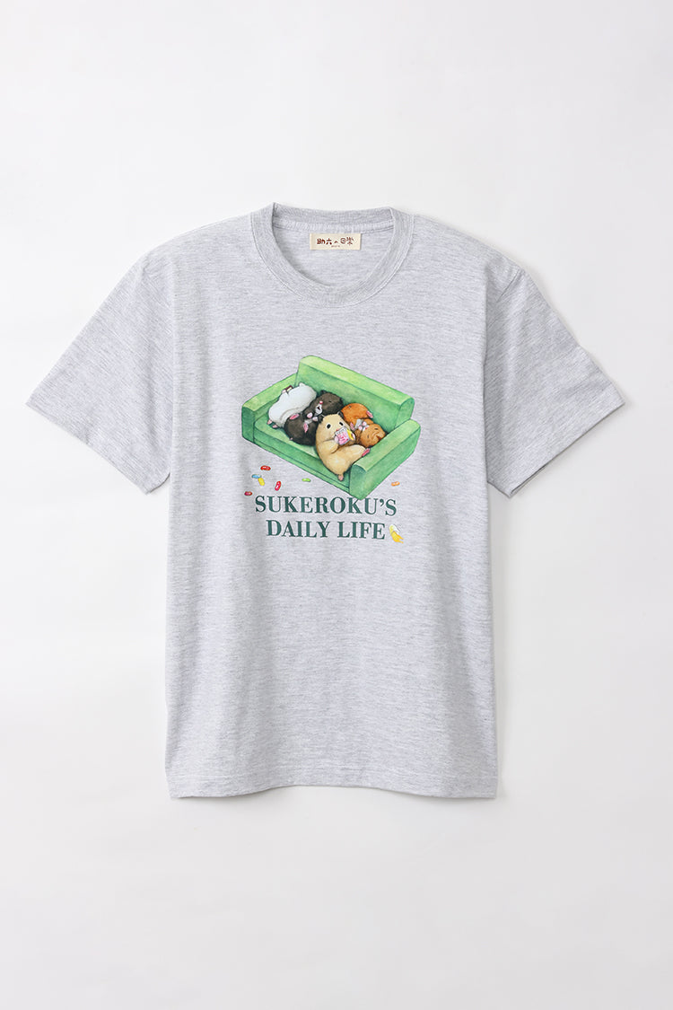 助六の日常 Tシャツ ぎゅうぎゅう アッシュ
