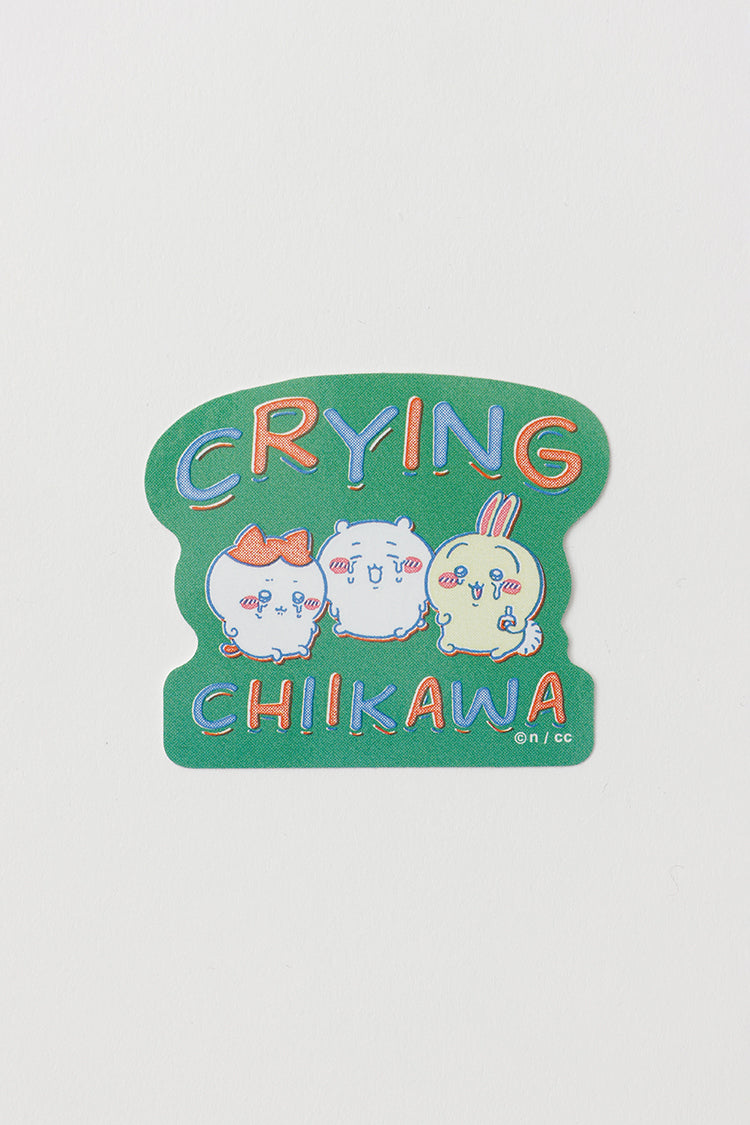 ちいかわ ステッカー レトロ印刷風 CRYING グリーン