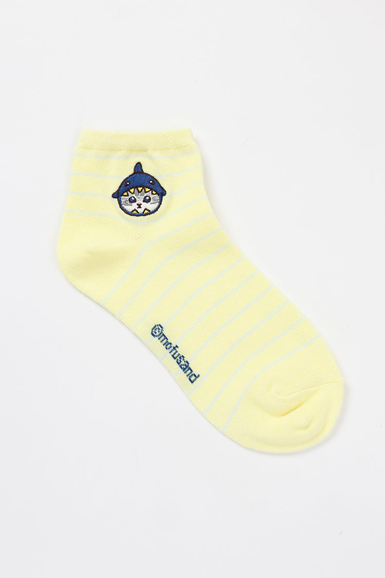 【Black Friday対象商品】mofusand クルーソックス ワンポイント刺繍 サメ クリーム 23~25cm