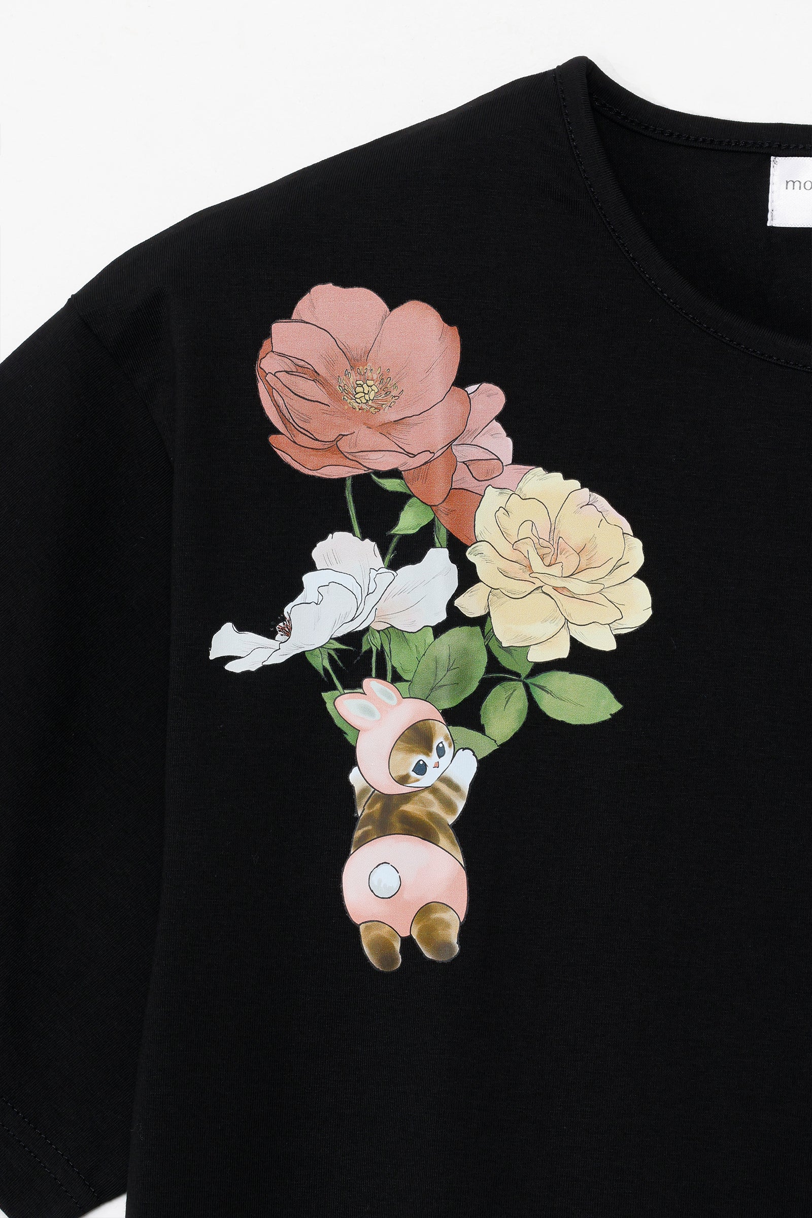 mofusand×日比谷花壇 Tシャツ レイフローラ ブラック