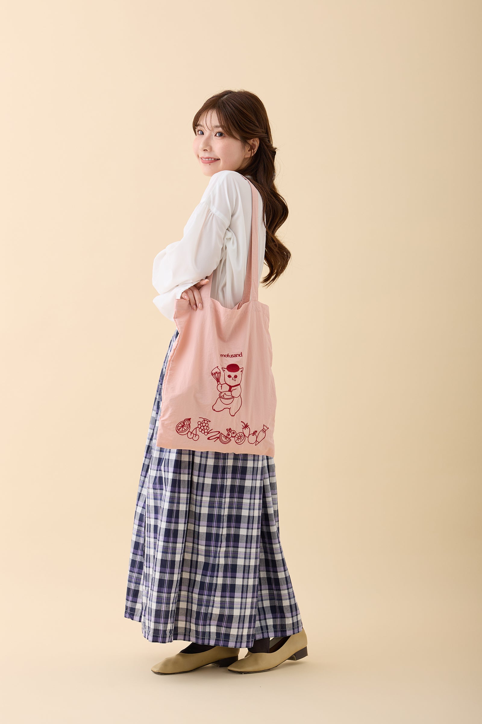 【Black Friday対象商品】mofusand 刺繍トートバッグ スイーツにゃん ピンク