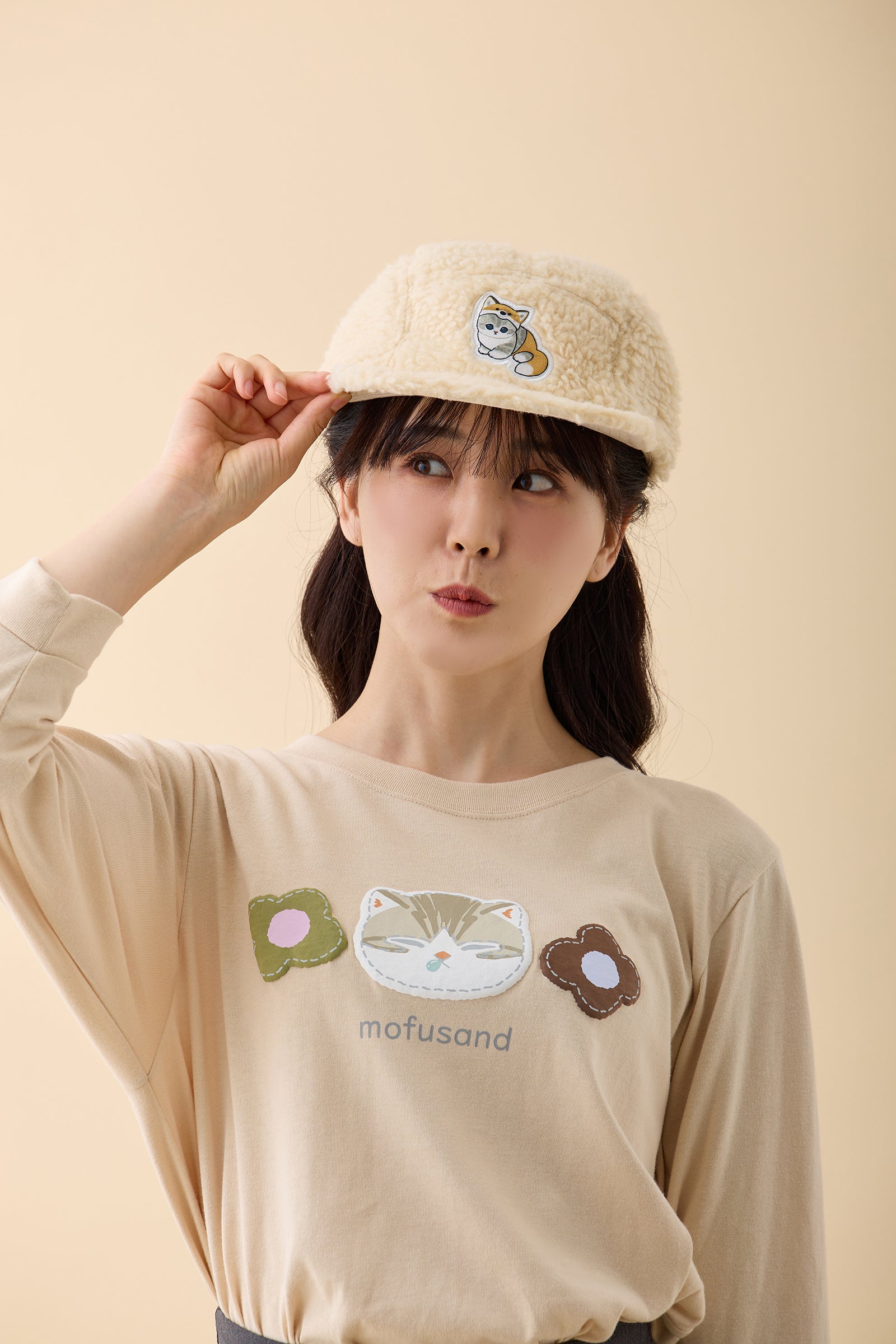mofusand もこもこCAP にゃんパンツきつね ナチュラル