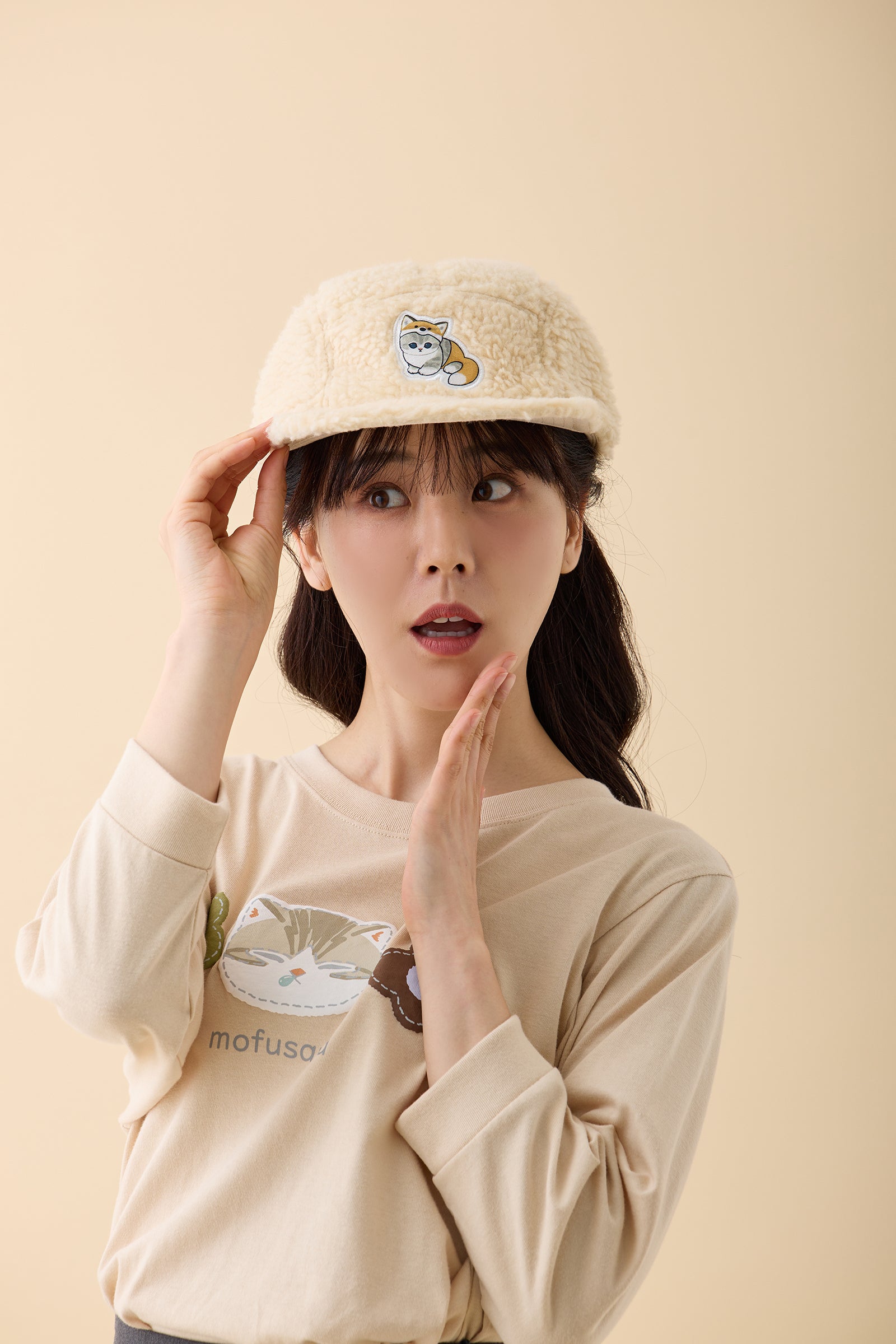 mofusand もこもこCAP にゃんパンツきつね ナチュラル
