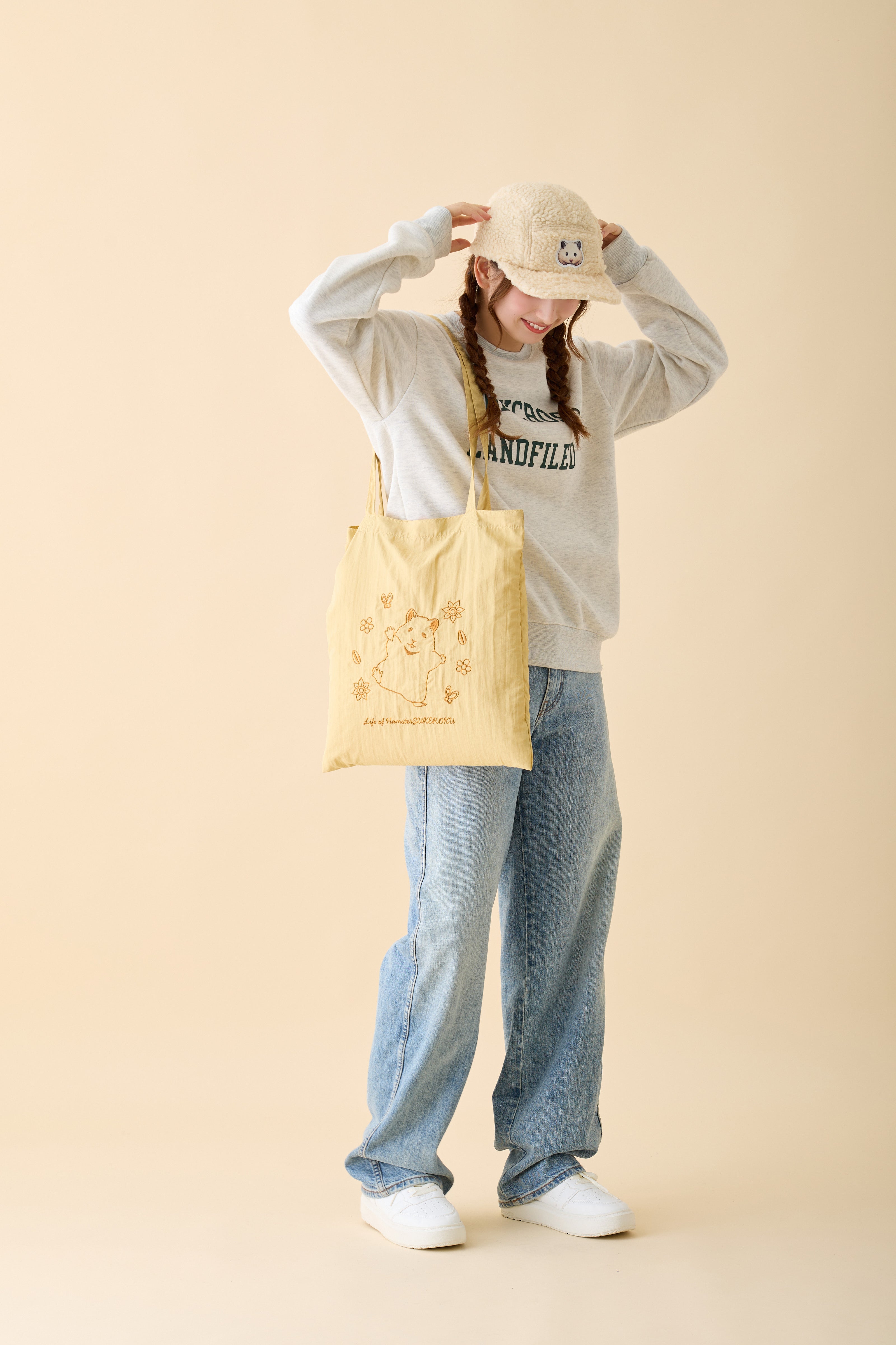 助六の日常 刺繍トートバッグ ひまわり イエロー