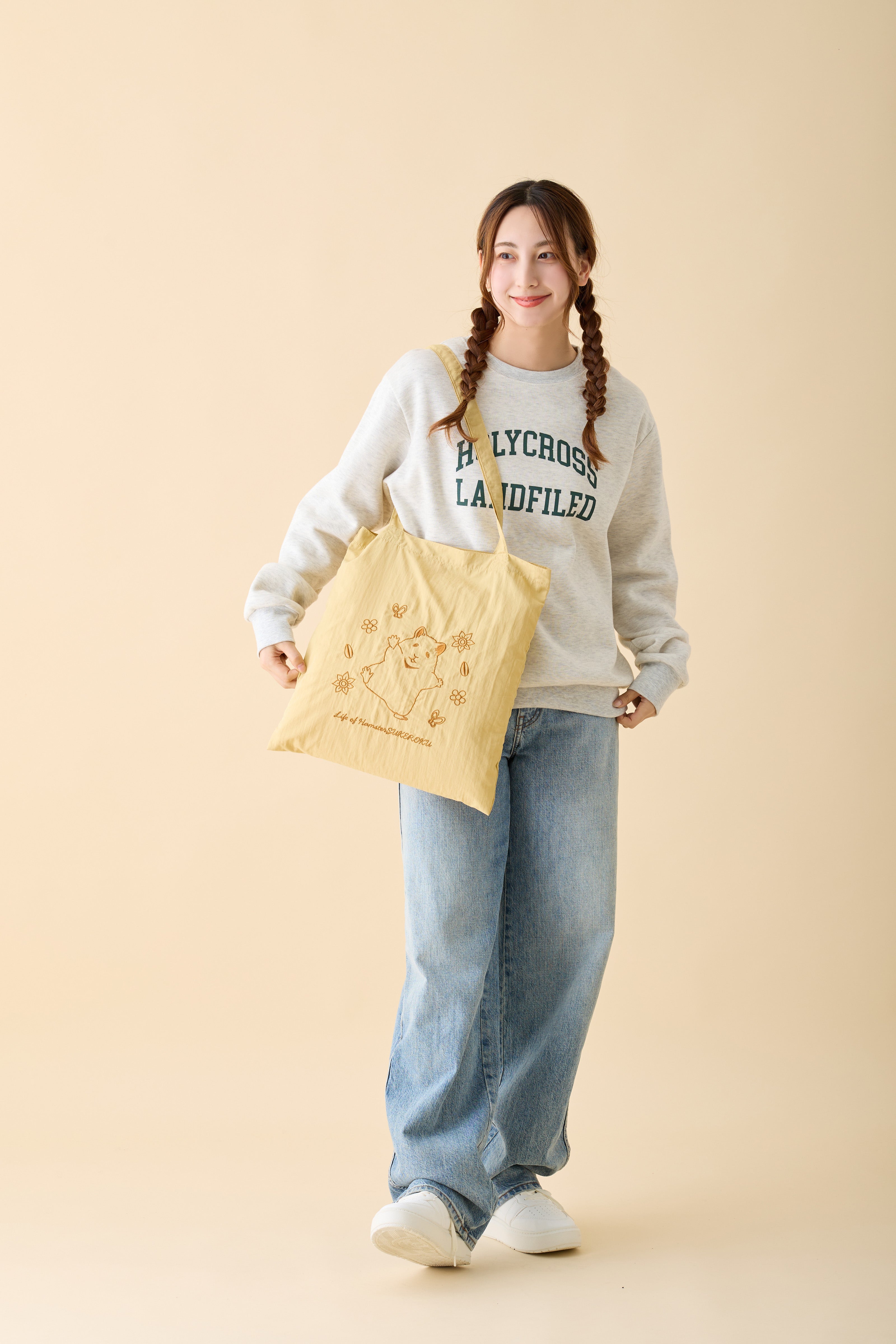 助六の日常 刺繍トートバッグ ひまわり イエロー