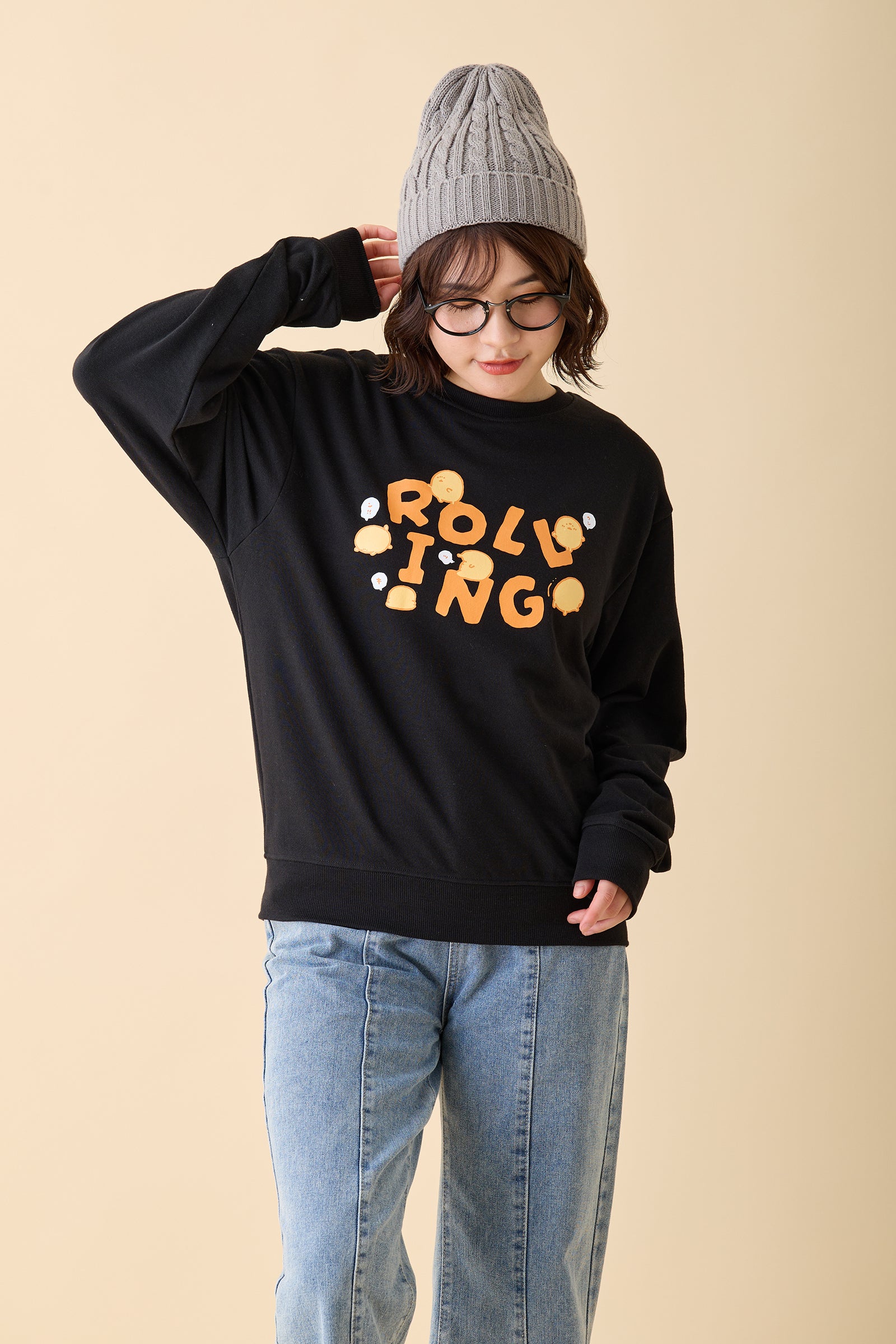 ナガノキャラクターズ スウェット ROLLING ブラック