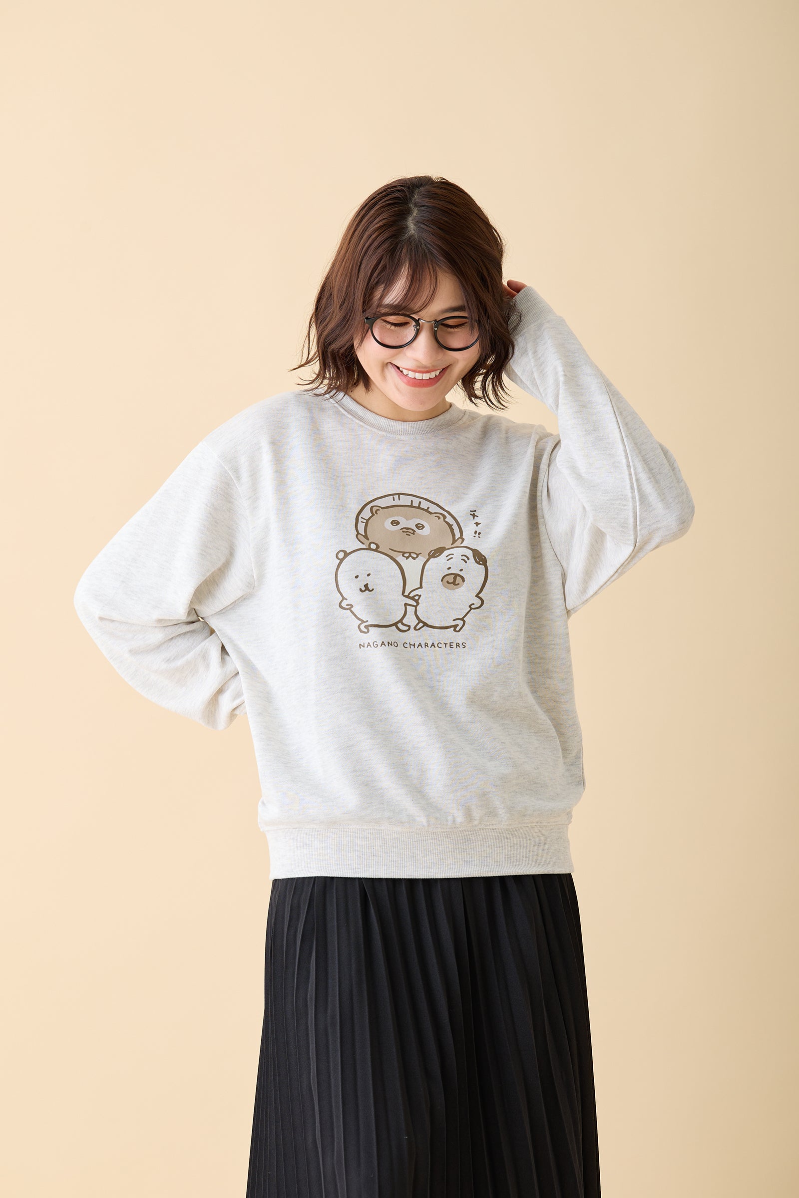 ナガノキャラクターズ スウェット チャ!! オートミール
