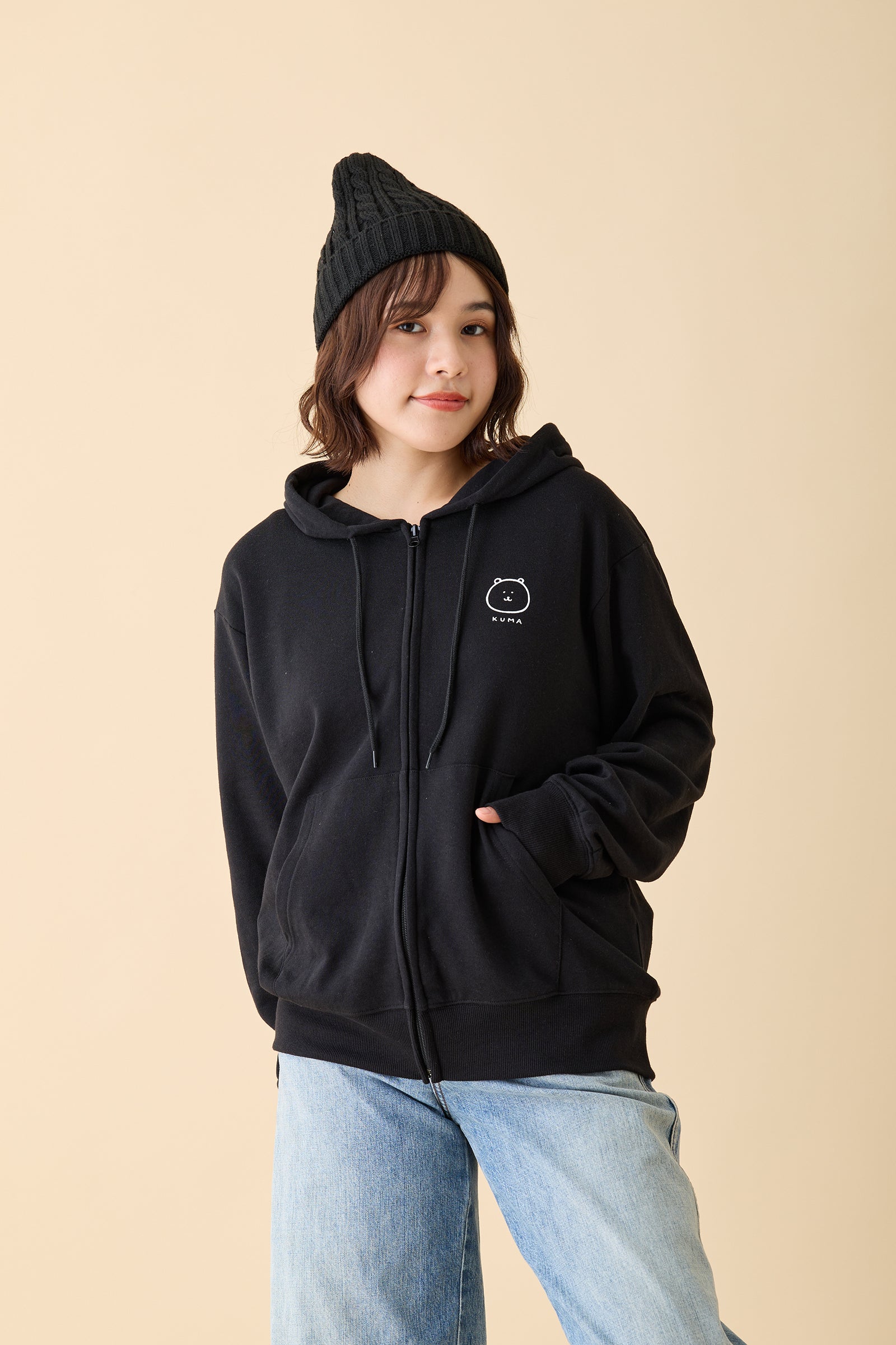 ナガノキャラクターズ ZIPパーカー TONSOKUN ブラック