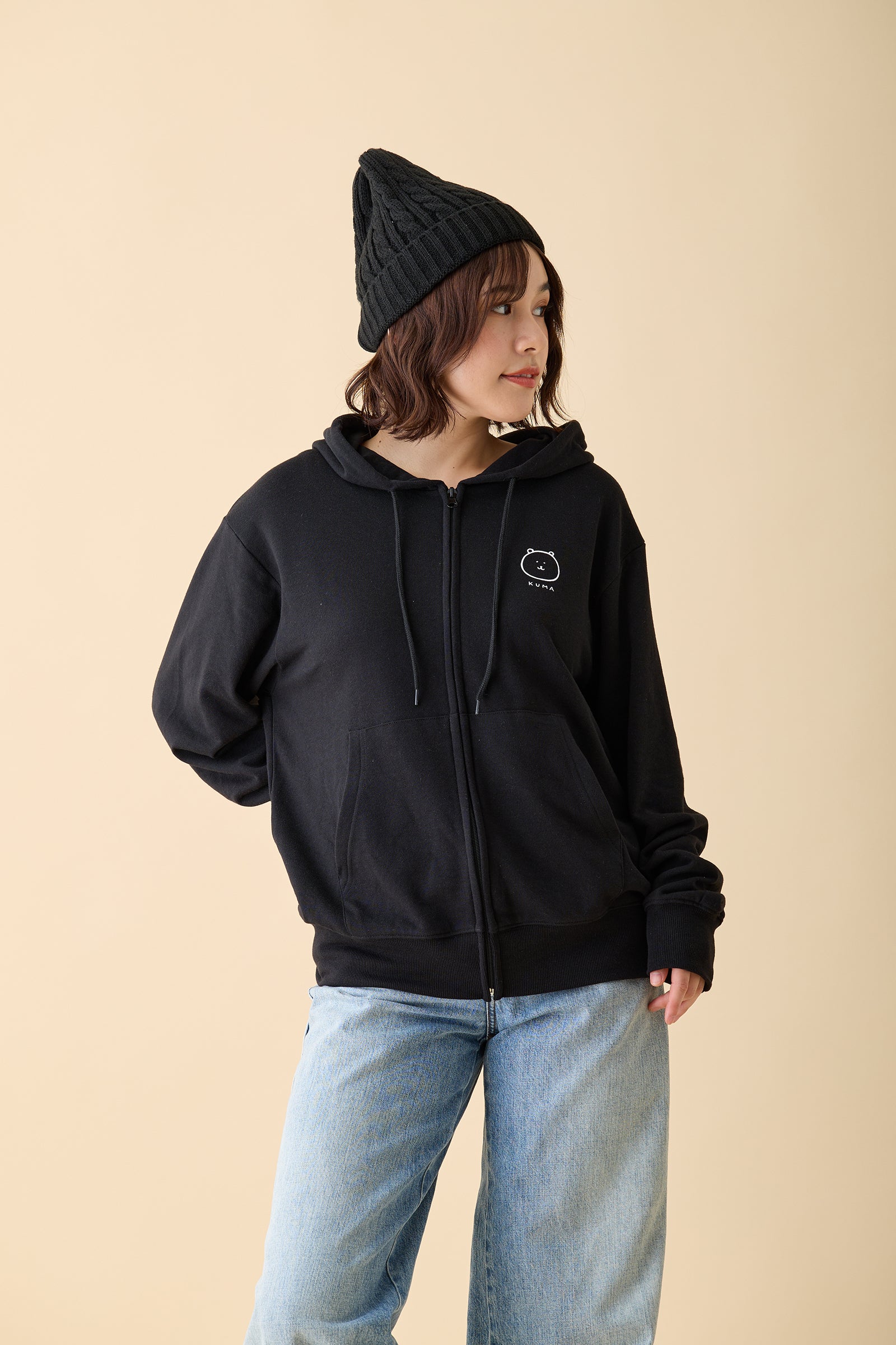 ナガノキャラクターズ ZIPパーカー TONSOKUN ブラック