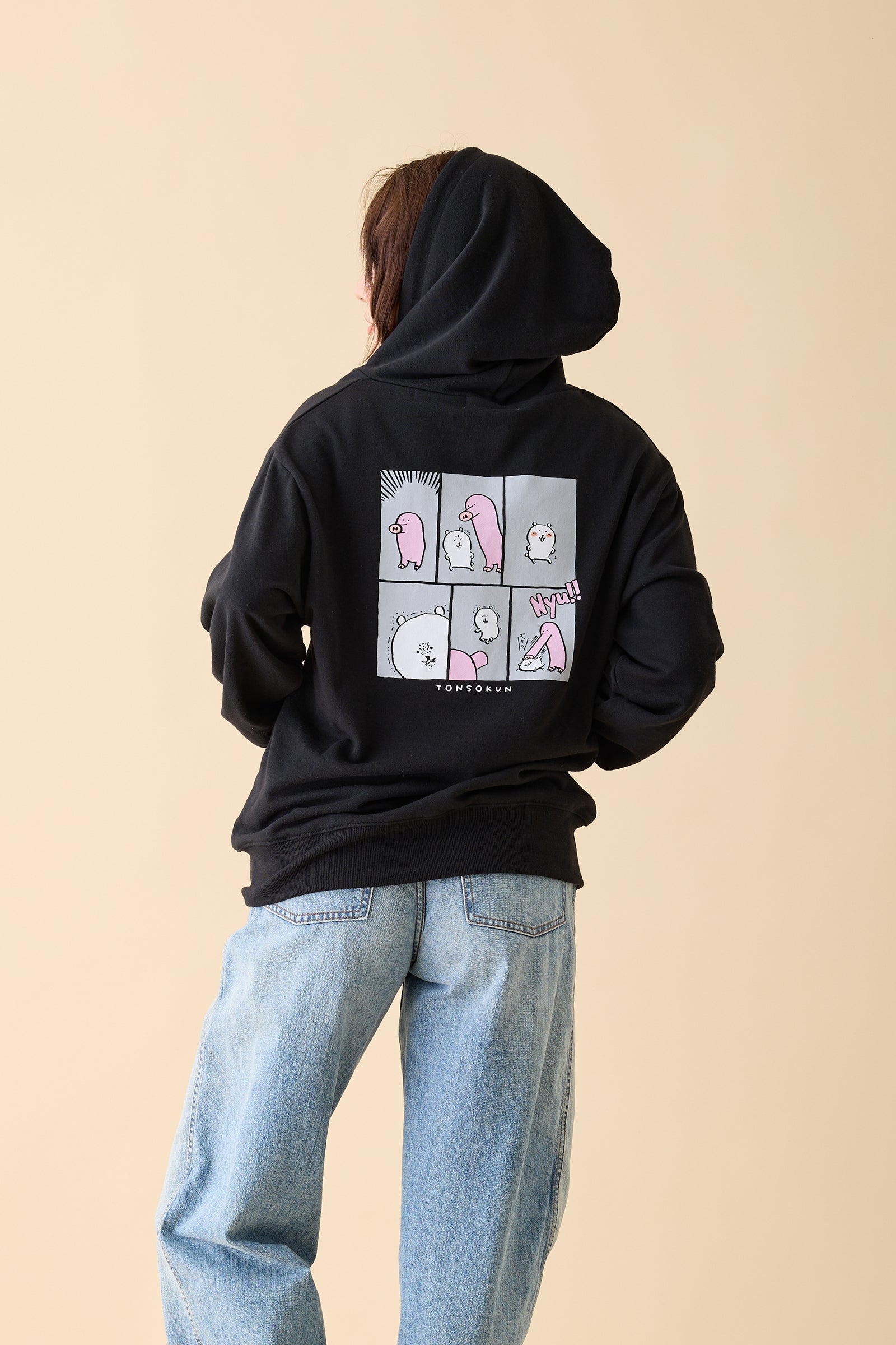 ナガノキャラクターズ ZIPパーカー TONSOKUN ブラック