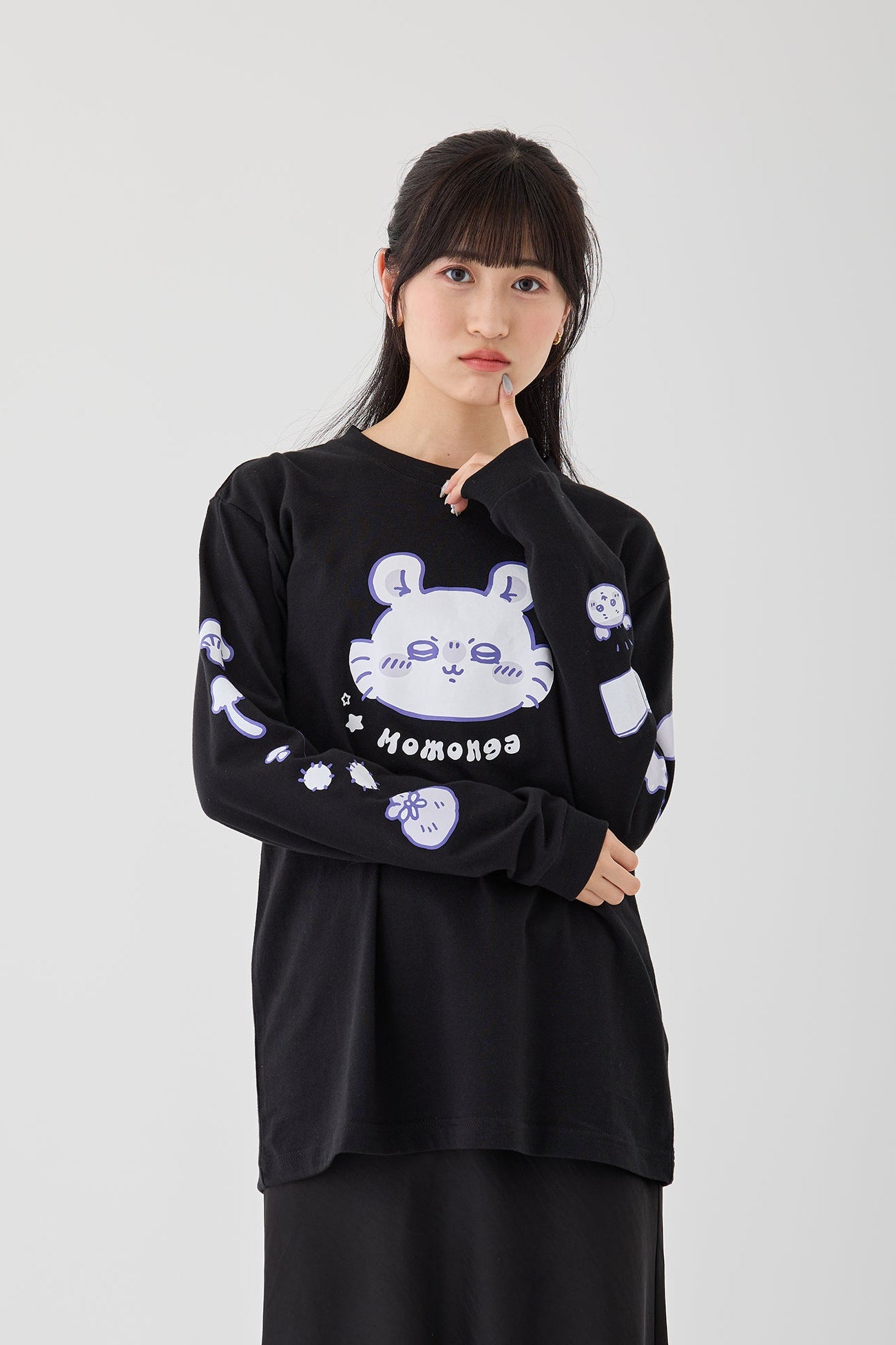 ちいかわ L/STシャツ モモンガ ブラック