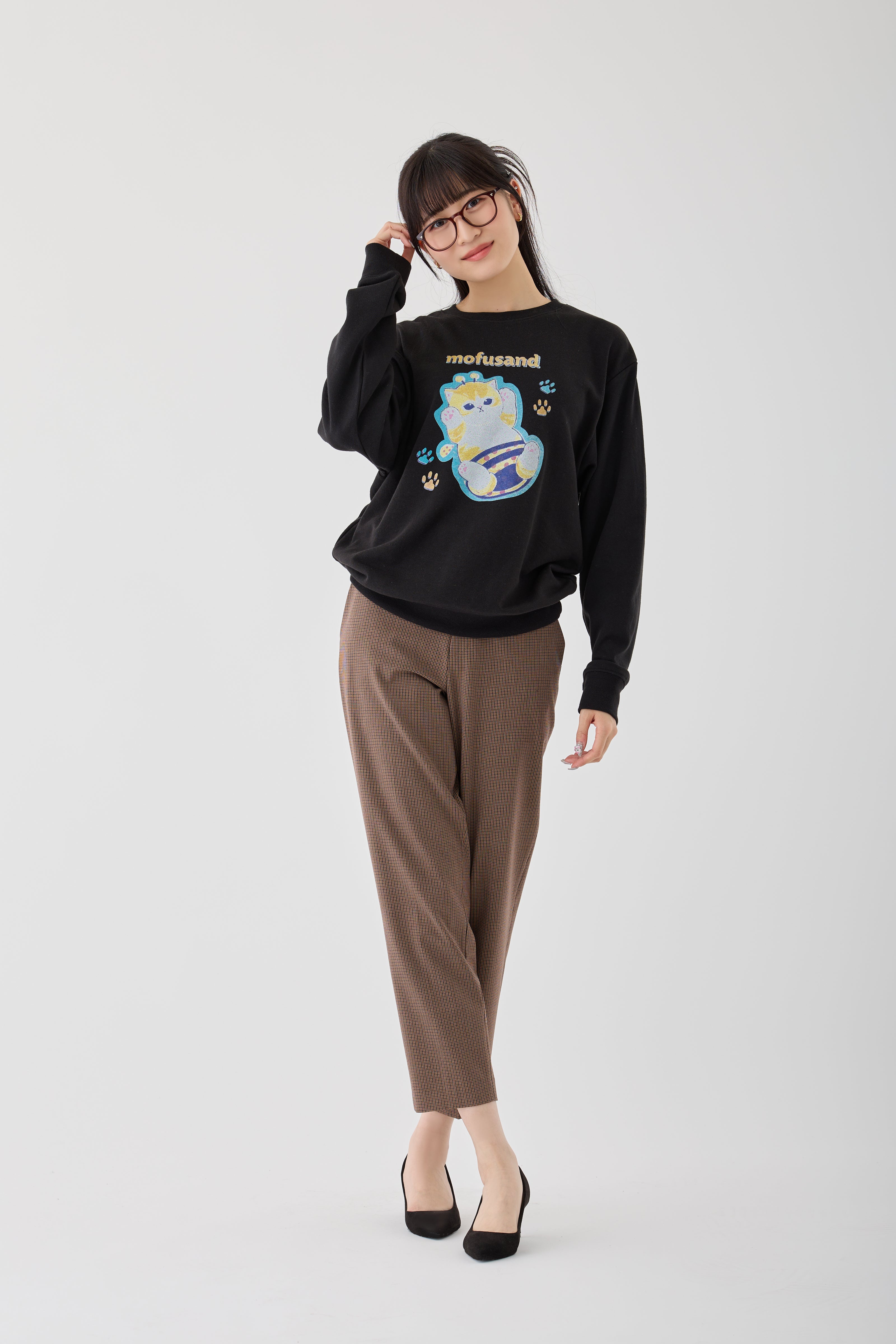 【Black Friday対象商品】mofusand レトロ スウェット ハチにゃん ブラック