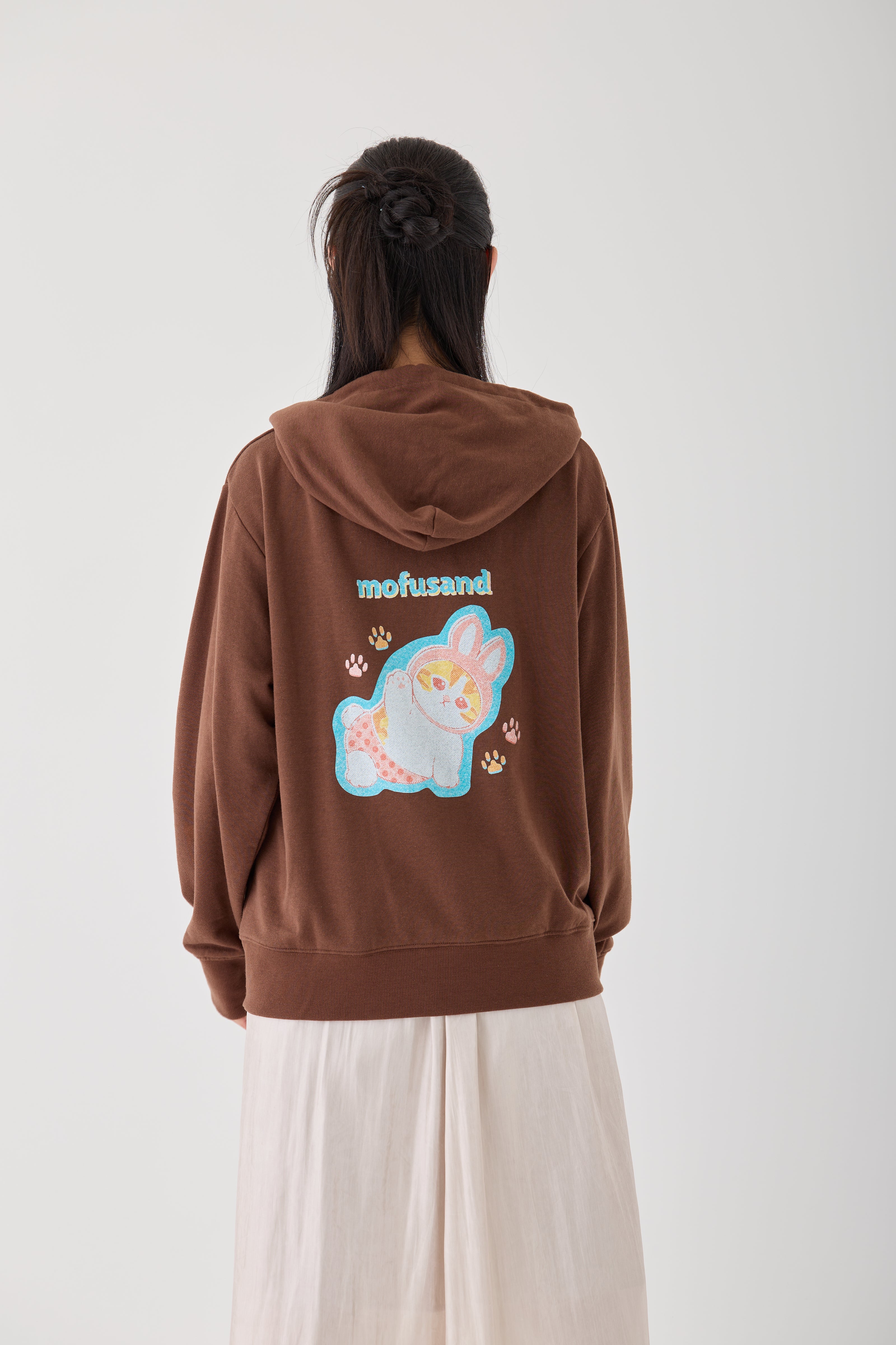 【Black Friday対象商品】mofusand レトロ パーカー うさにゃん ブラウン
