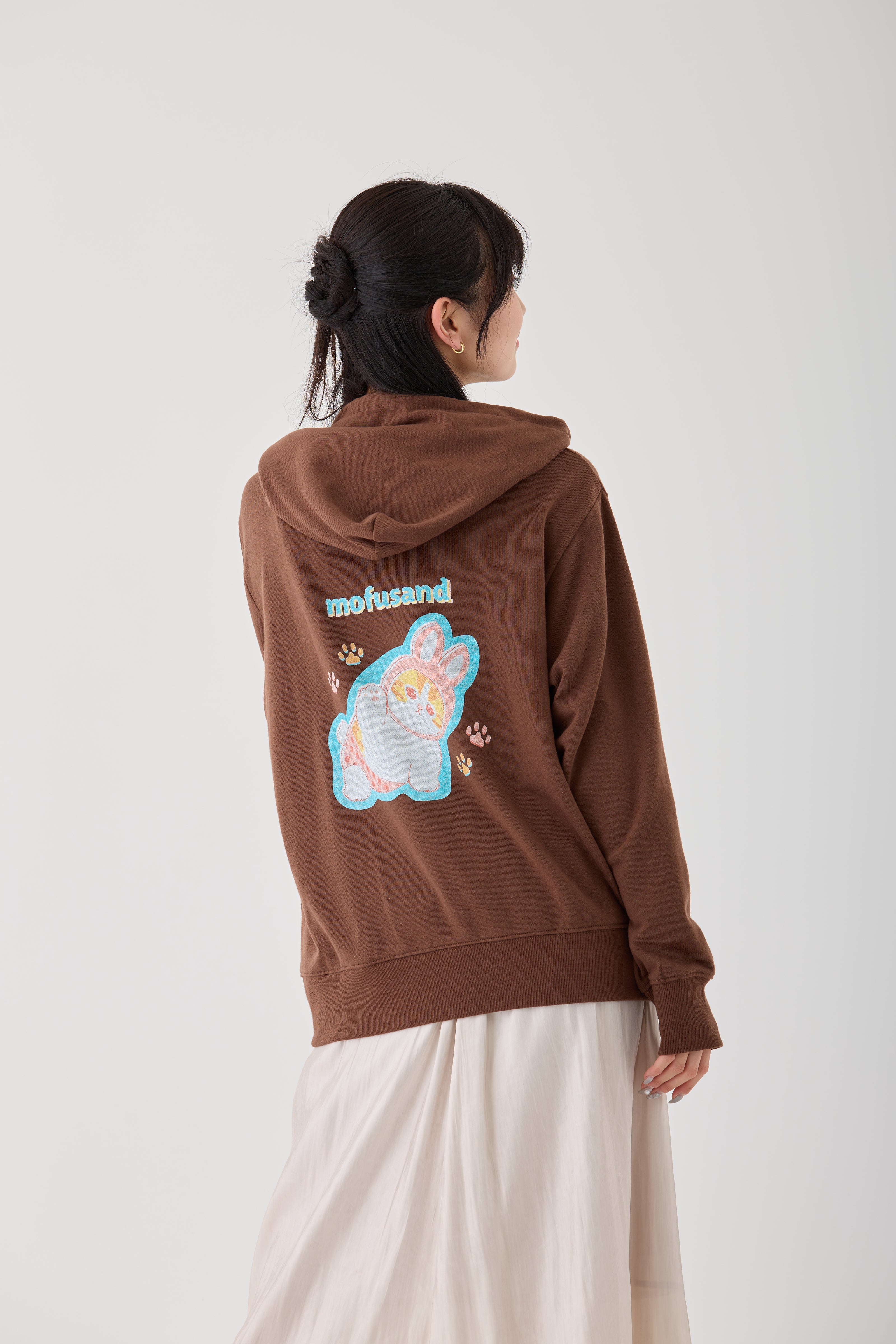 【Black Friday対象商品】mofusand レトロ パーカー うさにゃん ブラウン
