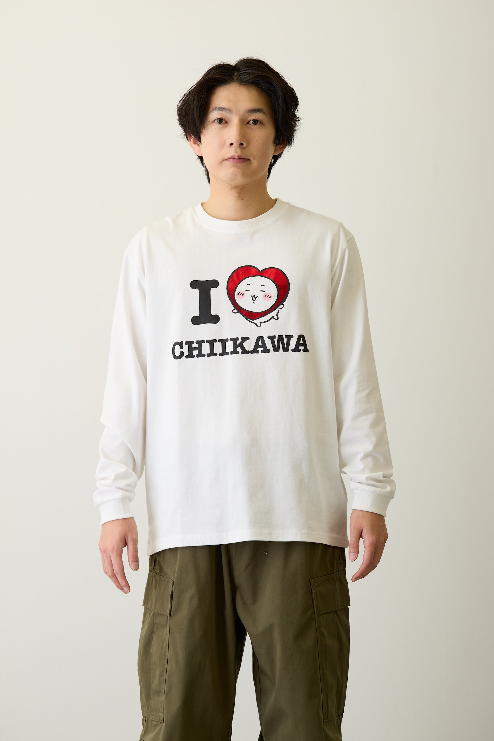 ちいかわ 長袖Tシャツ I LOVE CHIIKAWA ホワイト