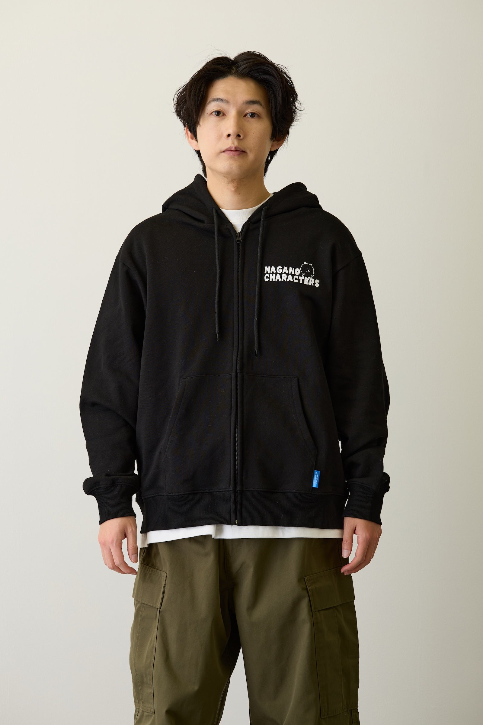ナガノキャラクターズ ZIPパーカー 集合 ブラック