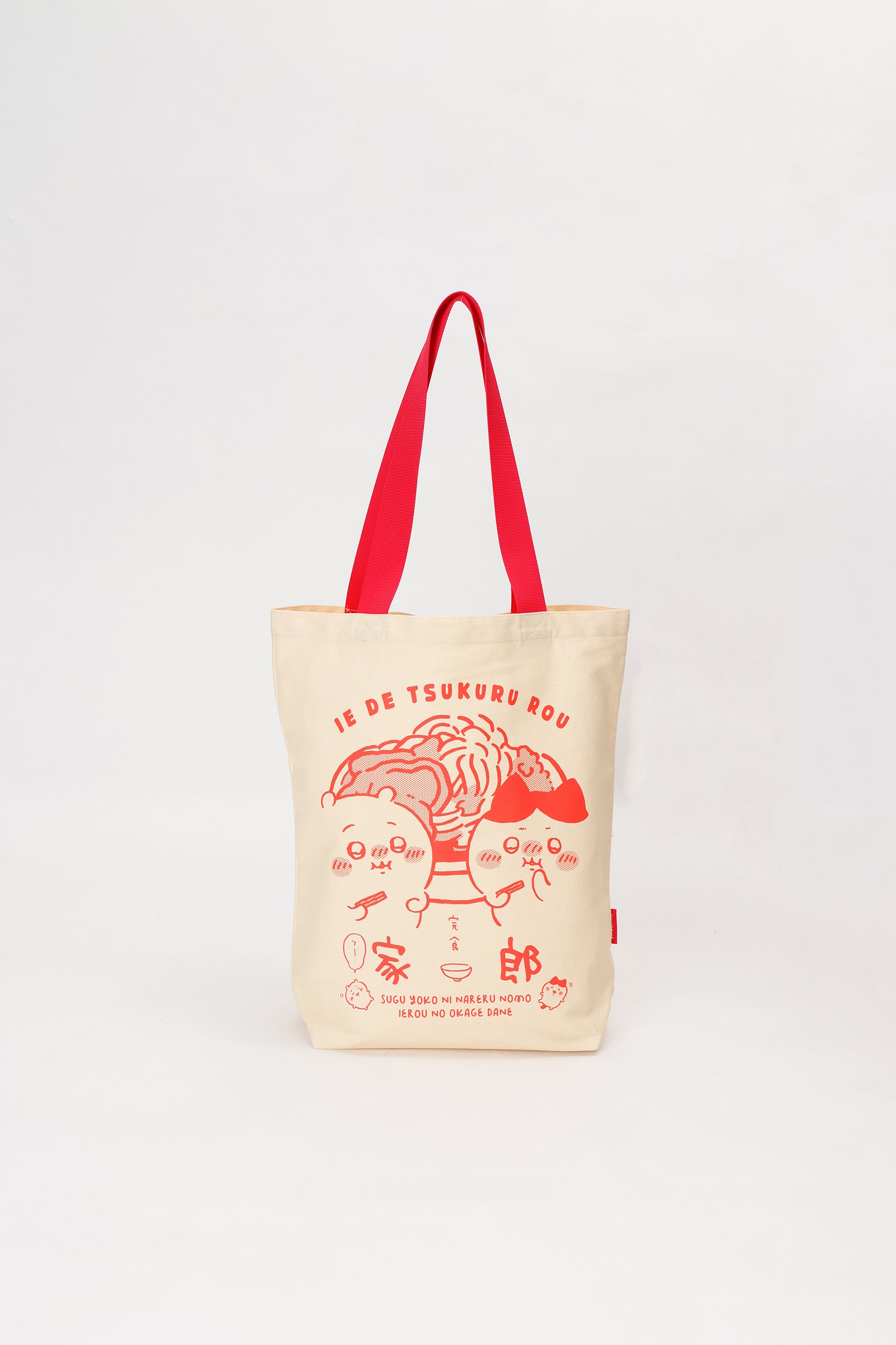 ちいかわ トートバッグ 家郎 ナチュラル×レッド