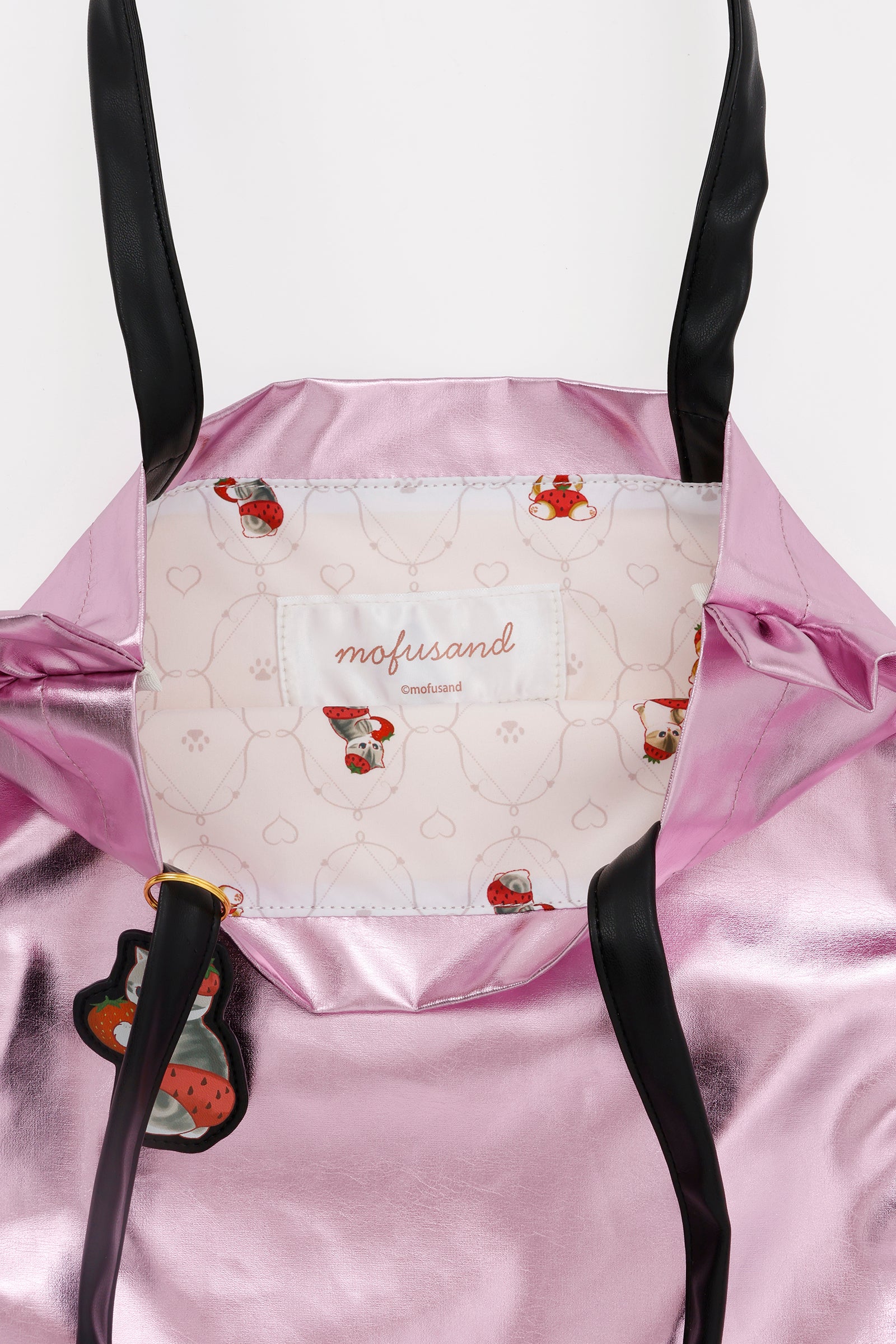 mofusand ラメトートバッグ いちごにゃん ピンク