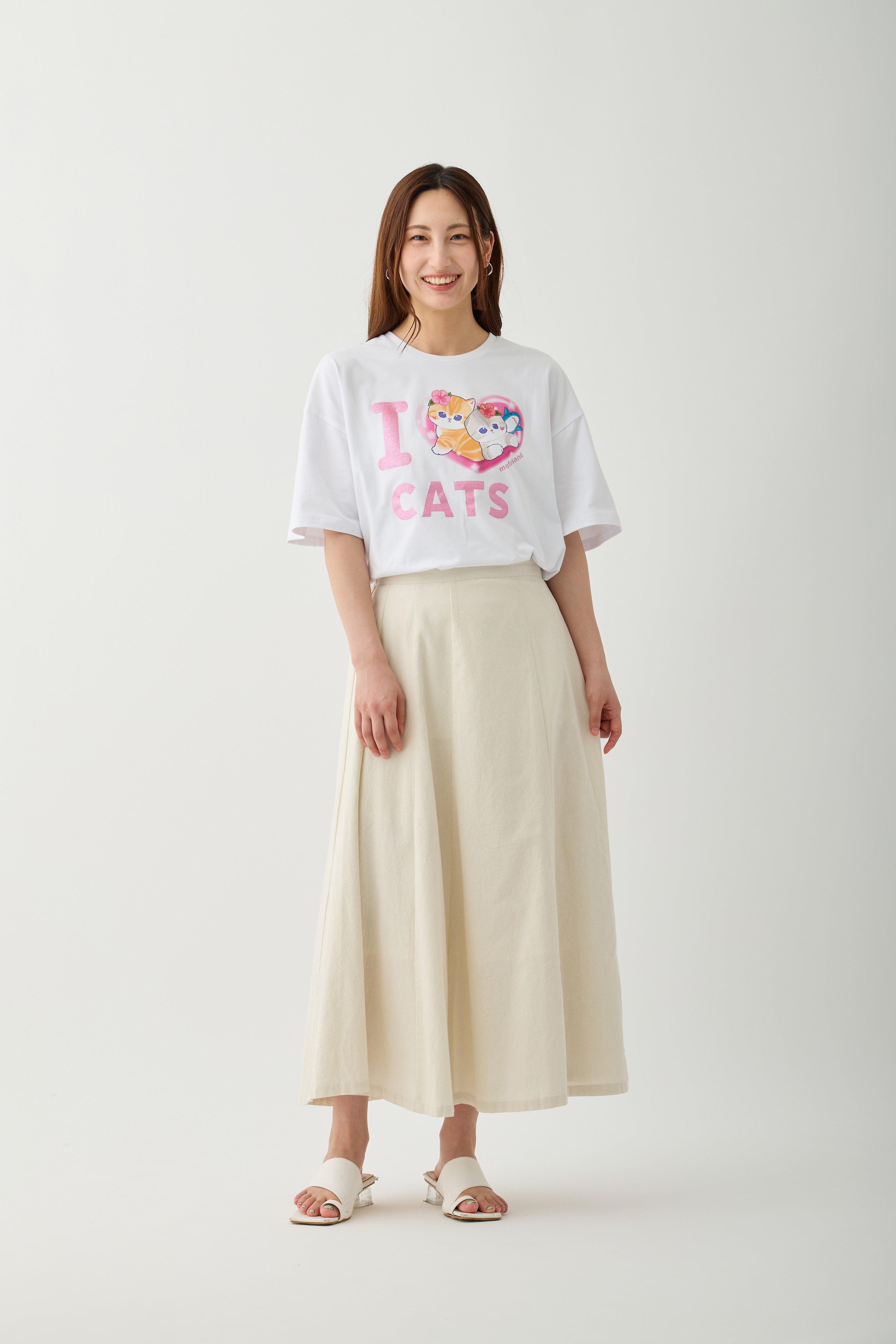 mofusand Tシャツ ぎゃるにゃん IOVE CATS ホワイト