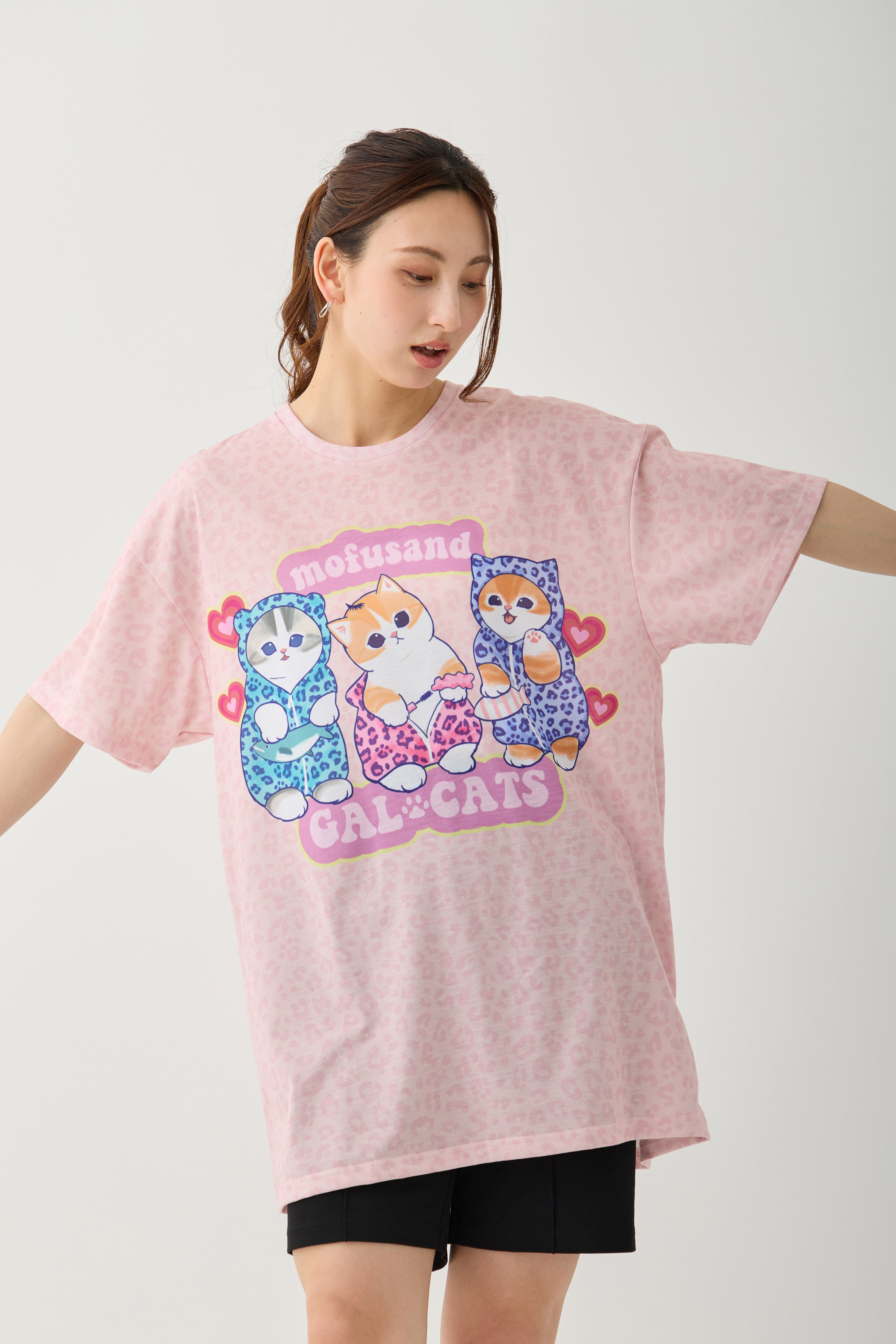 mofusand Tシャツ ぎゃるにゃん GAL CAT ピンク