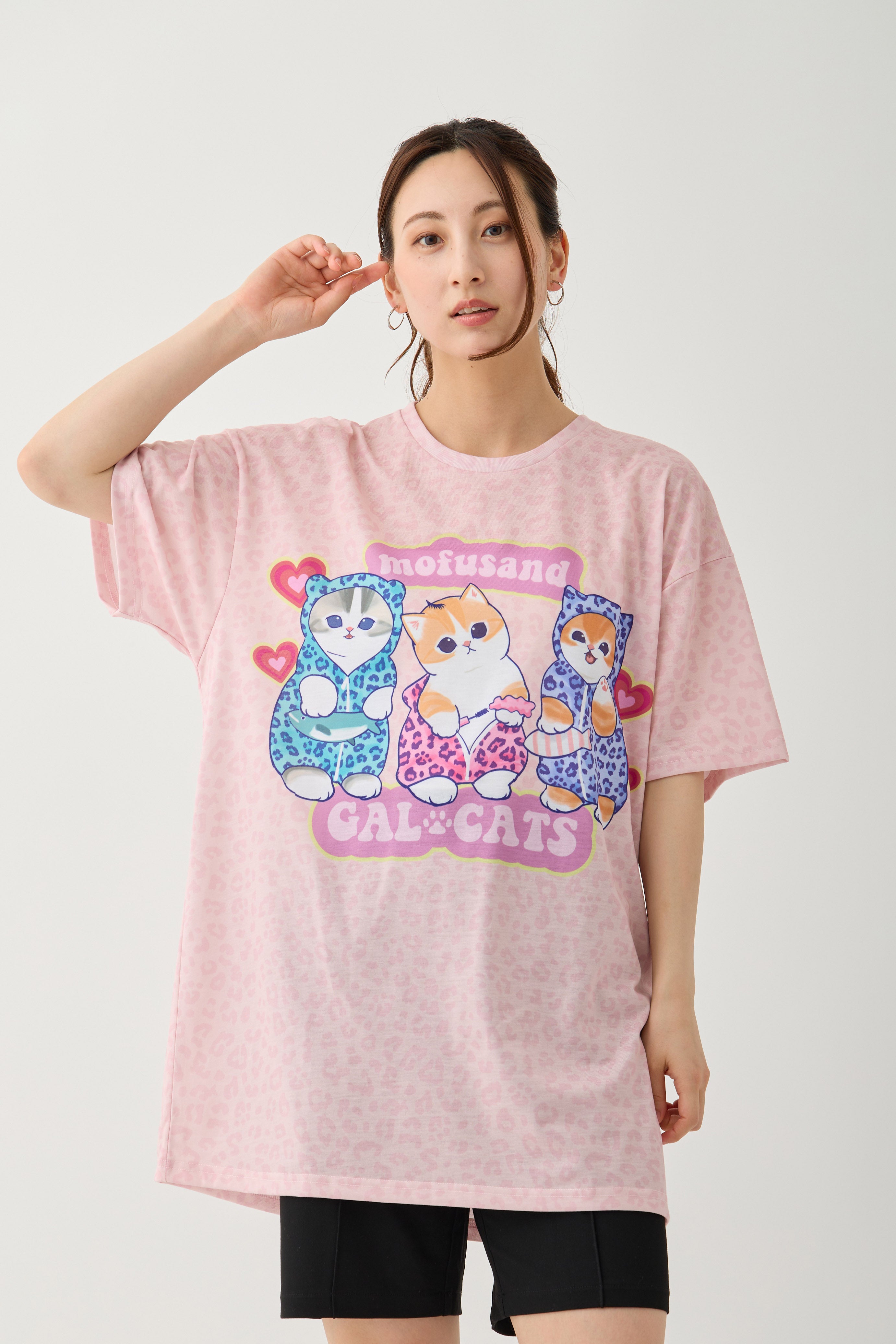 mofusand Tシャツ ぎゃるにゃん GAL CAT ピンク