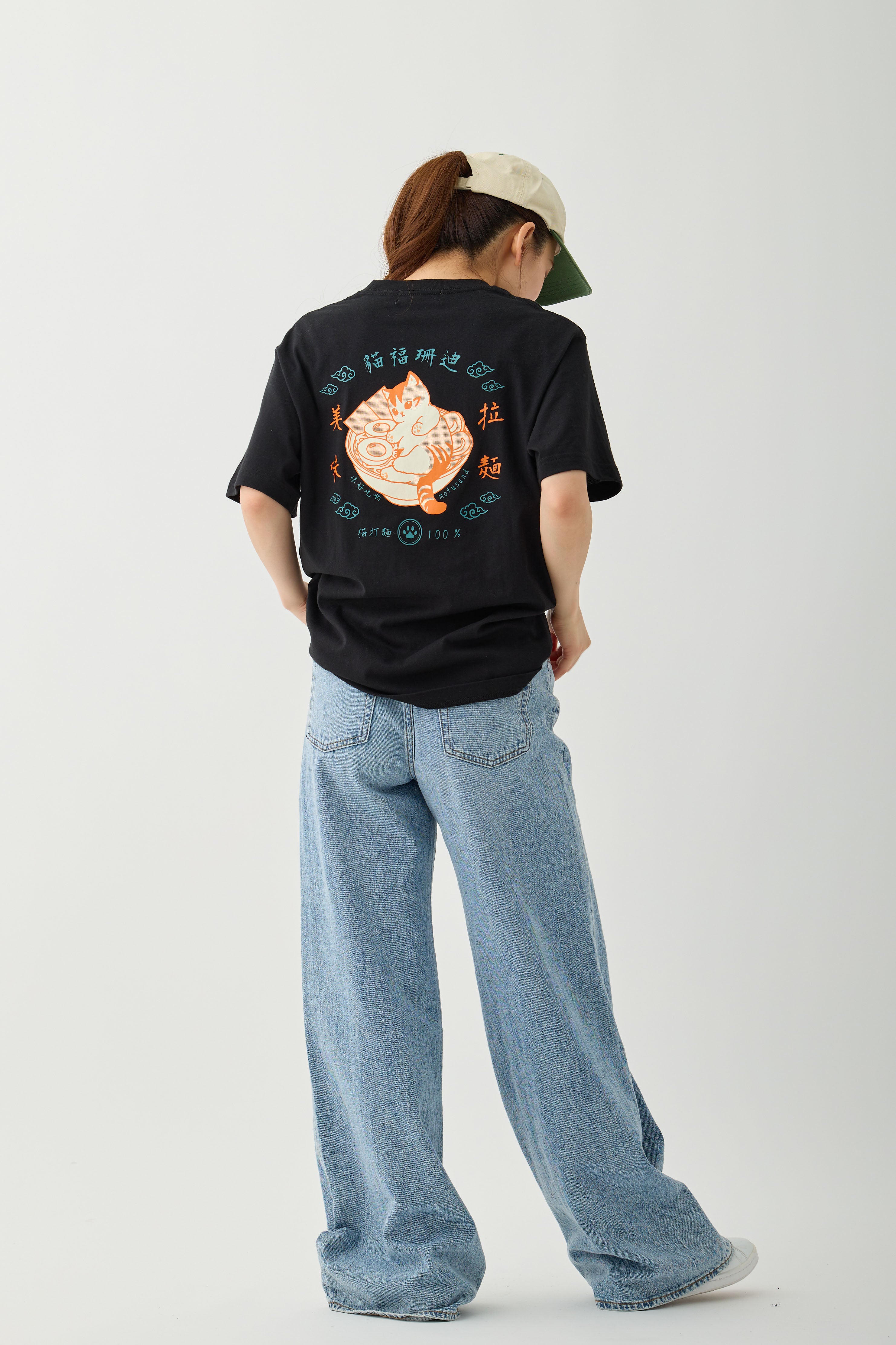 mofusand Tシャツ 中華風 拉麺 ブラック
