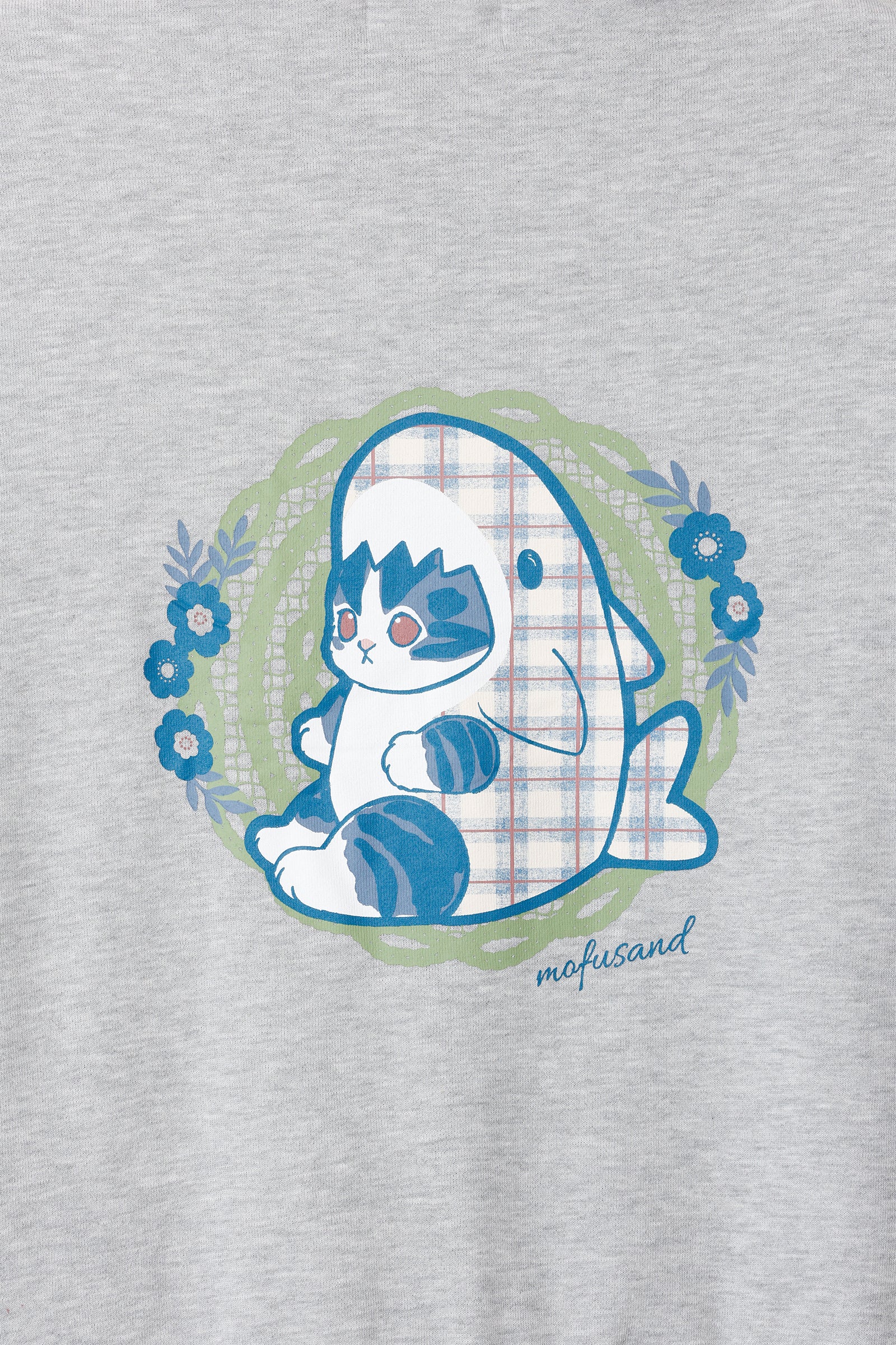 mofusand ZIPパーカー カントリーチェック サメにゃん グレー