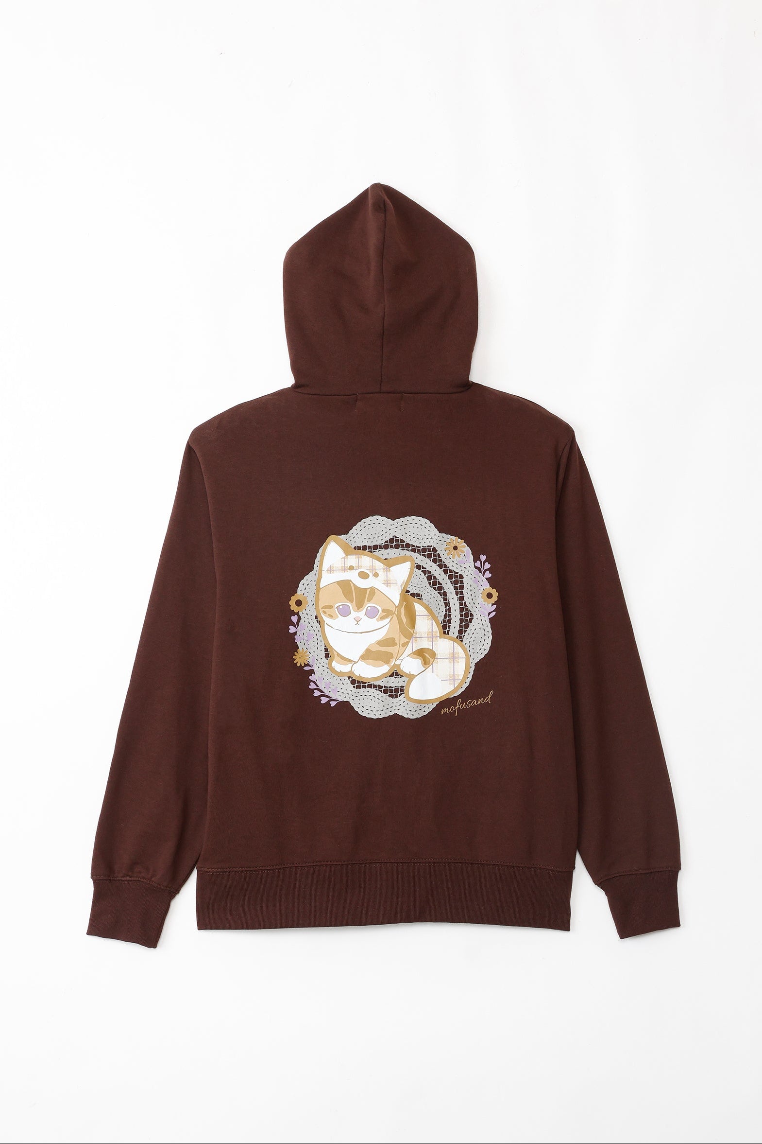 mofusand ZIPパーカー カントリーチェック きつねにゃん ダークブラウン