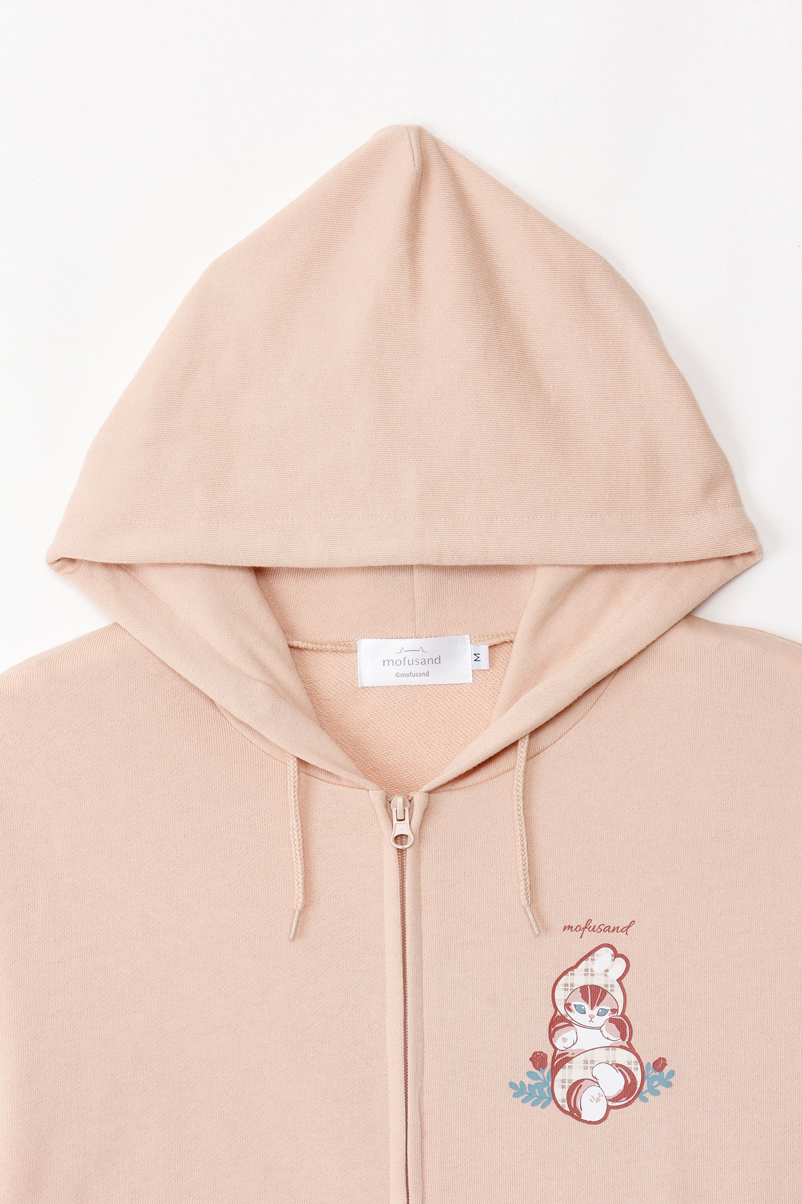 mofusand ZIPパーカー カントリーチェック うさにゃん ナチュラル