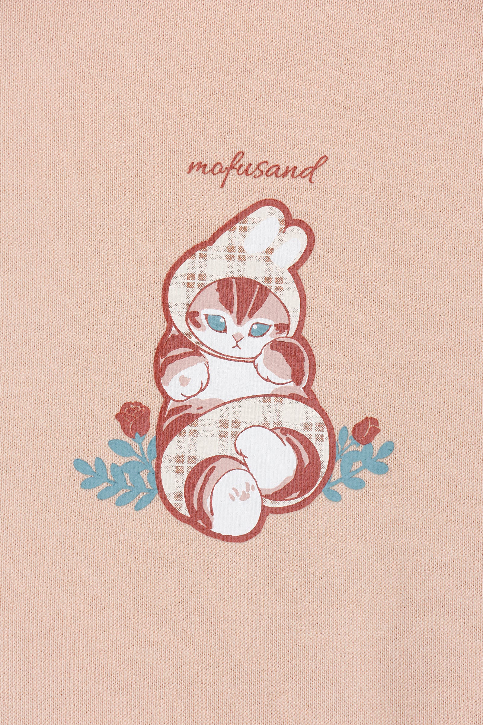 mofusand ZIPパーカー カントリーチェック うさにゃん ナチュラル