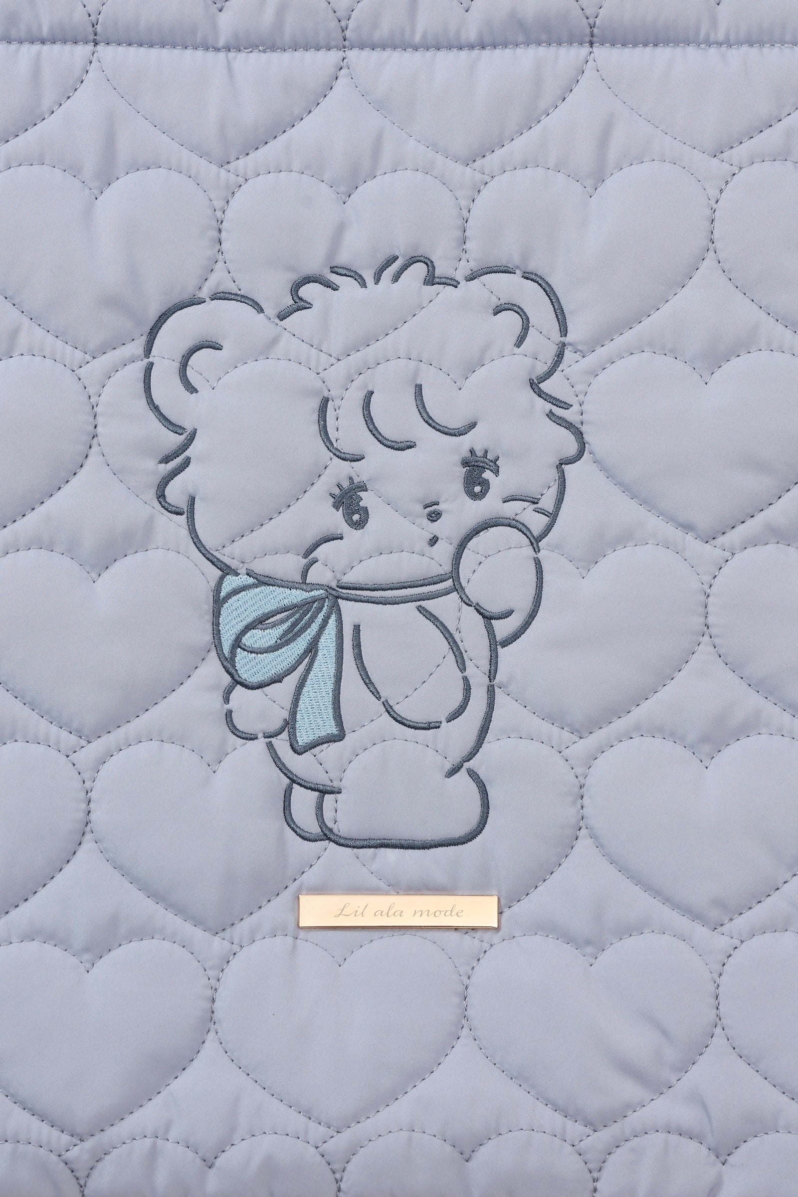 Lil ala mode ハートキルティングトートバッグ ラテ ブルー ONE